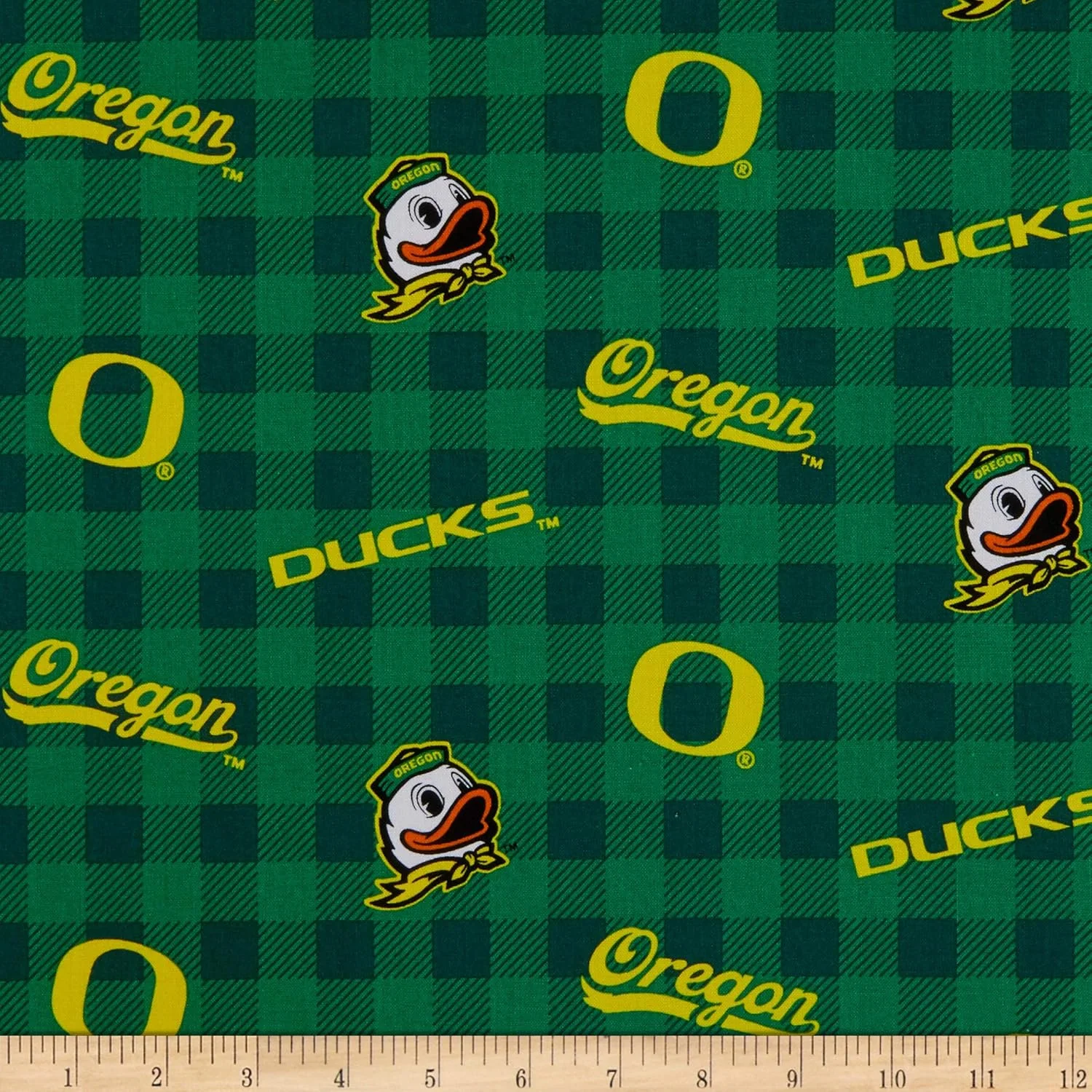 پارچه نخی طرح چهارخانه بوفالو با طرح تیم دانشگاهی NCAA Oregon Ducks