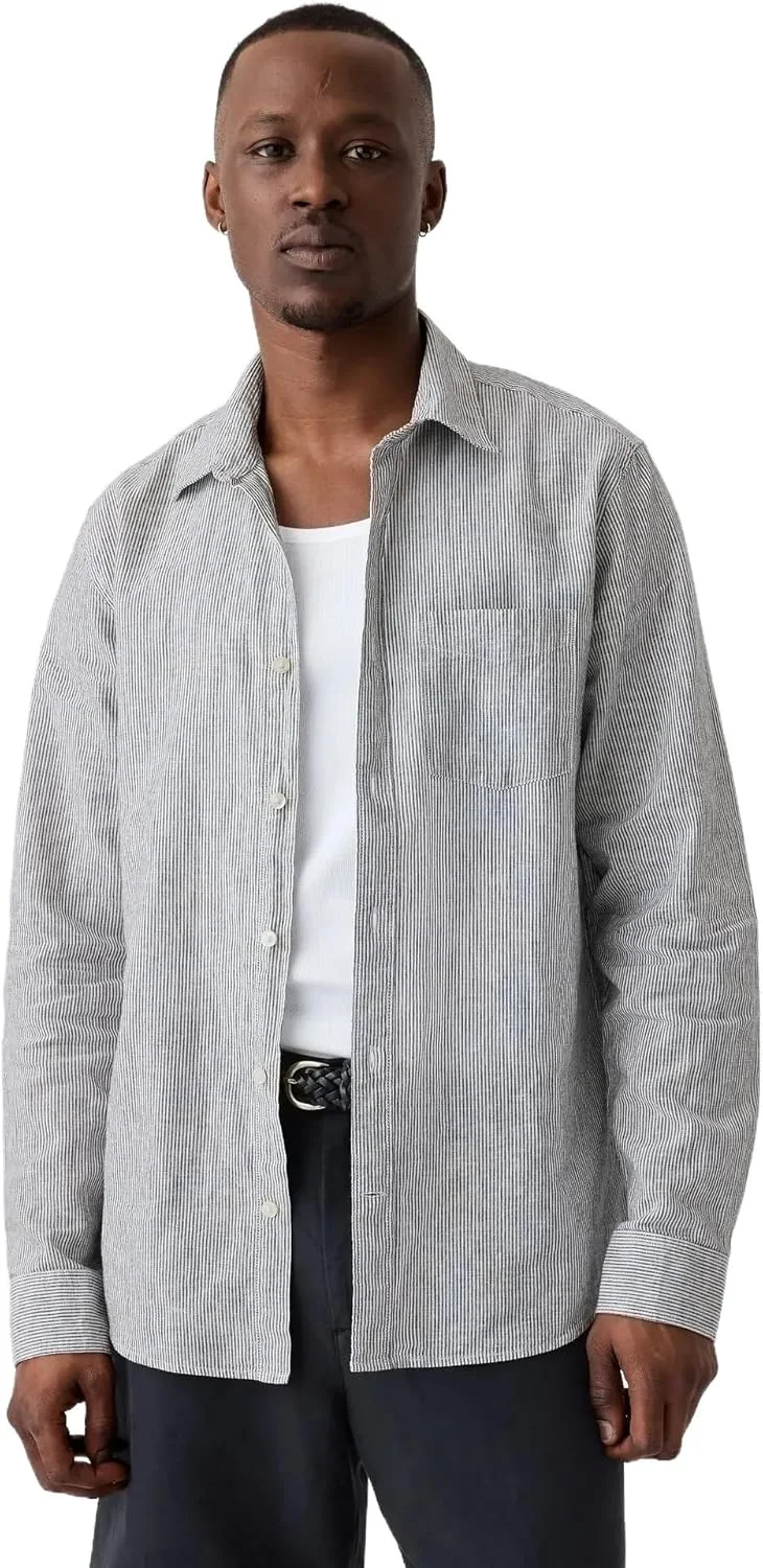 پیراهن مردانه آستین بلند دکمه دار GAP مدل استاندارد لینن