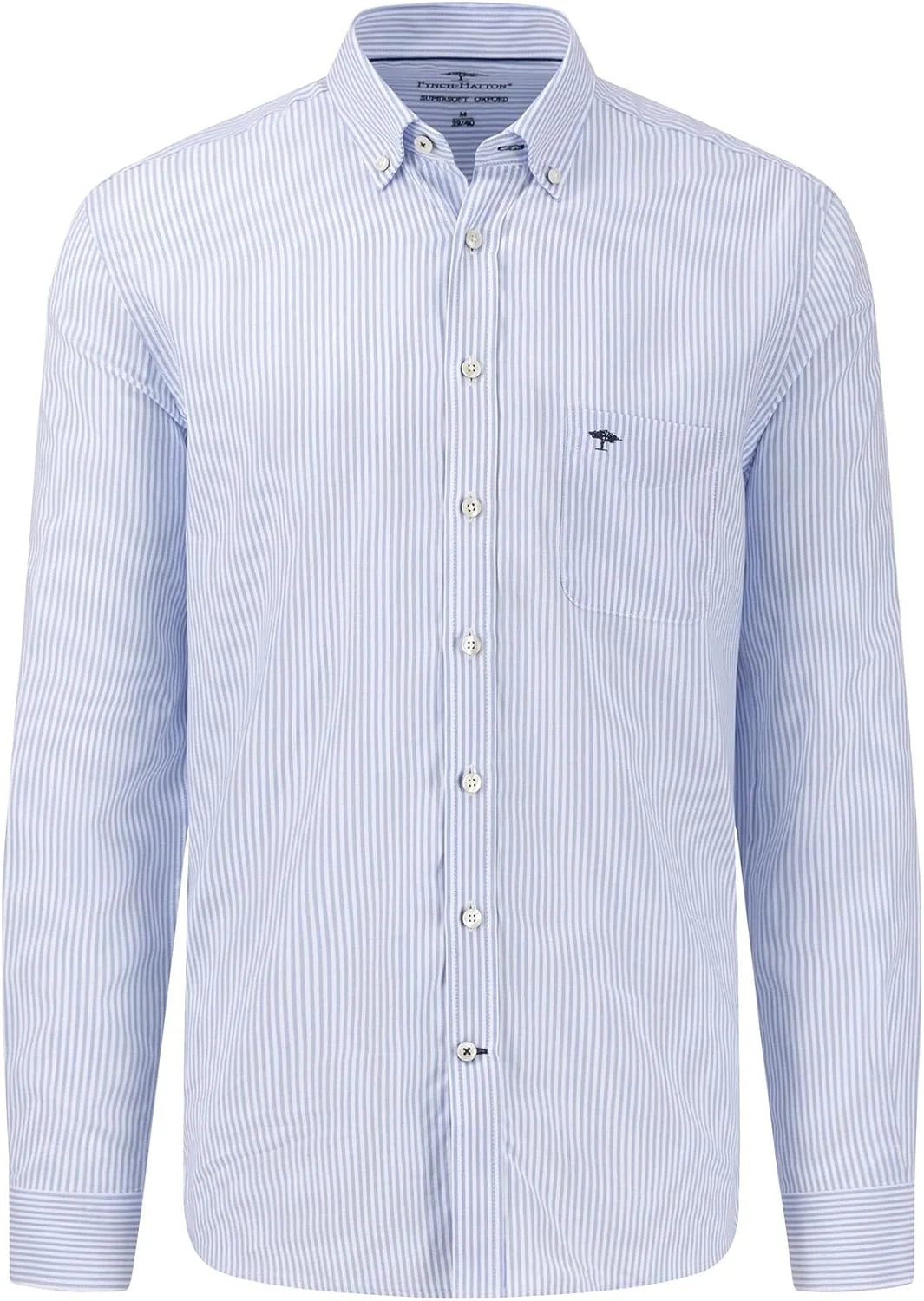 پیراهن آکسفورد نخی نرم فاینچ-هاتون آبی/سفید/راه راه/M