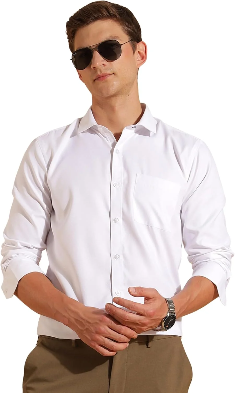 پیراهن های رسمی مردانه || پیراهن مردانه || پیراهن مردانه (در رنگ های آلفا، ایکس لارج، سفید مهتابی-دیوار آجری)