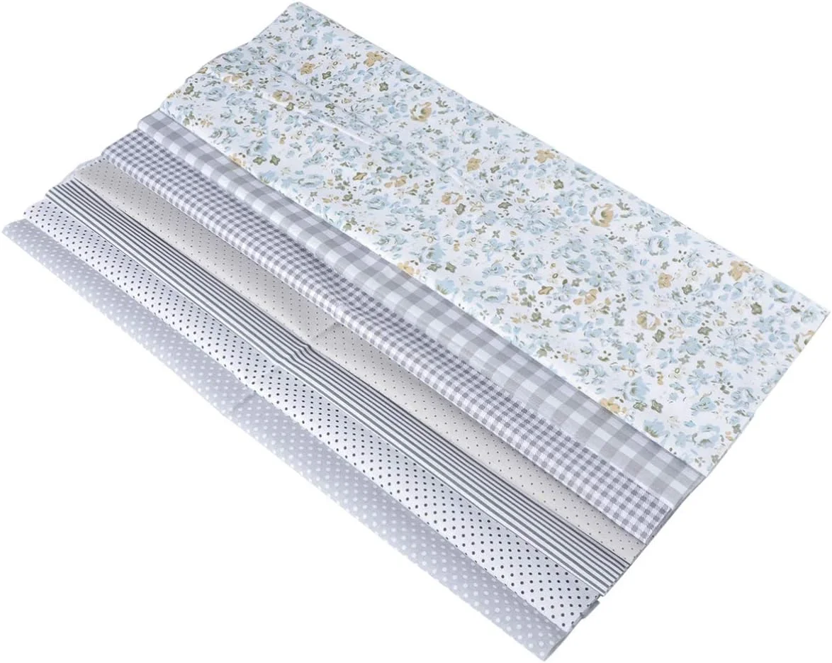 ZHUGI 7 تکه پارچه مربعی طرح گل پارچه پنبه ای تکه دوزی صنایع دستی DIY خیاطی اسکرپ بوکینگ لحاف دوزی (خاکستری) 50x50 سانتی متر
