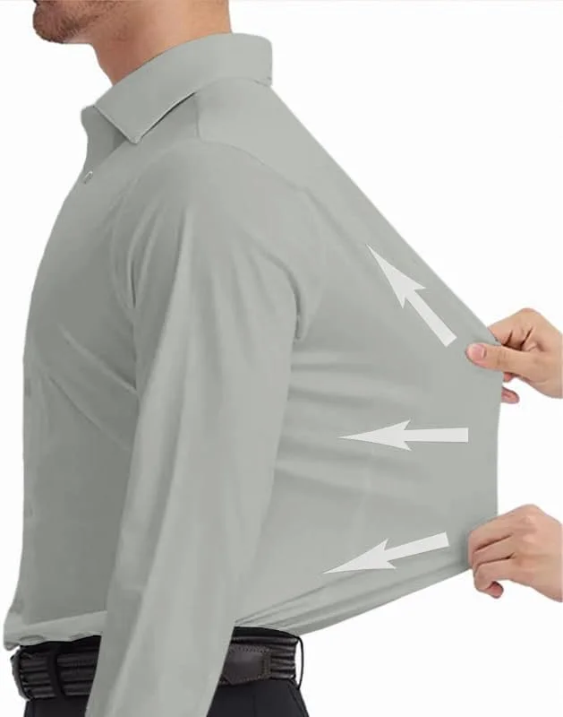 پیراهن مردانه EOUOSS، آستین بلند، کشی، جذب، مناسب استایل کژوال و رسمی