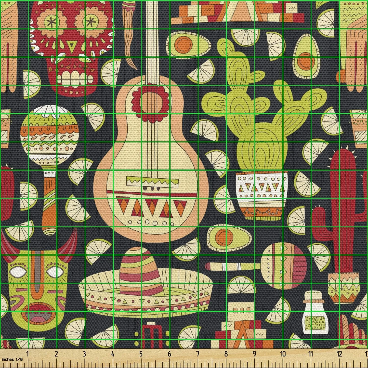 Lunarable Cinco De Mayo Fabric by The Yard, Doodle Mexican Culture Elements as Tequila Taco Aztec Skull and Sombrero, Decorative Fabric for Upholstery and Home Accents, 2 Yards, Pink Green Lunarable Cinco De Mayo Fabric by The Yard, Doodle Mexican Culture Elements as Tequila Taco Aztec Skull and Sombrero, Decorative Fabric for Upholstery and Home Accents, 2 Yards, Pink Green
