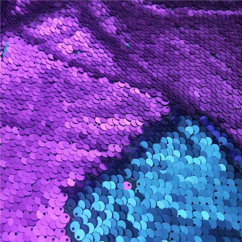 PRINCESS BRIDE 5mm Hign Density Sensory Wall Sequin Flip Fabric for Kids, Reversible Sequin Fabric by The Yard Mermaid Fabric Sequins Sensory Graffiti Fabric for Toddlers (1 yd, Purple to Blue) A22