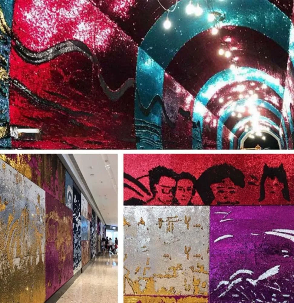 PRINCESS BRIDE 5mm Hign Density Sensory Wall Sequin Flip Fabric for Kids, Reversible Sequin Fabric by The Yard Mermaid Fabric Sequins Sensory Graffiti Fabric for Toddlers (1 yd, Purple to Blue) A22