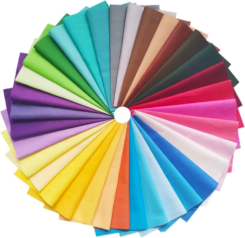 QiMicody 35 Pcs Quilting Fabric Bundles 8" x 8" (20cm×20cm) Solid Colors Pure Cotton, Precut Squares Sewing Quilting Patchwork Scraps for DIY Crafting