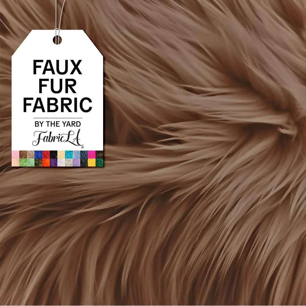 Faux Fur Fabric by The Yard - Artificial Craft Fur - 108" X 60" Inch Wide - Fur Fabric for Craft Supply, DIY Furry Plush Projects, Sewing, Material, Decoration, Upholstery, Light Brown, 3 Yard