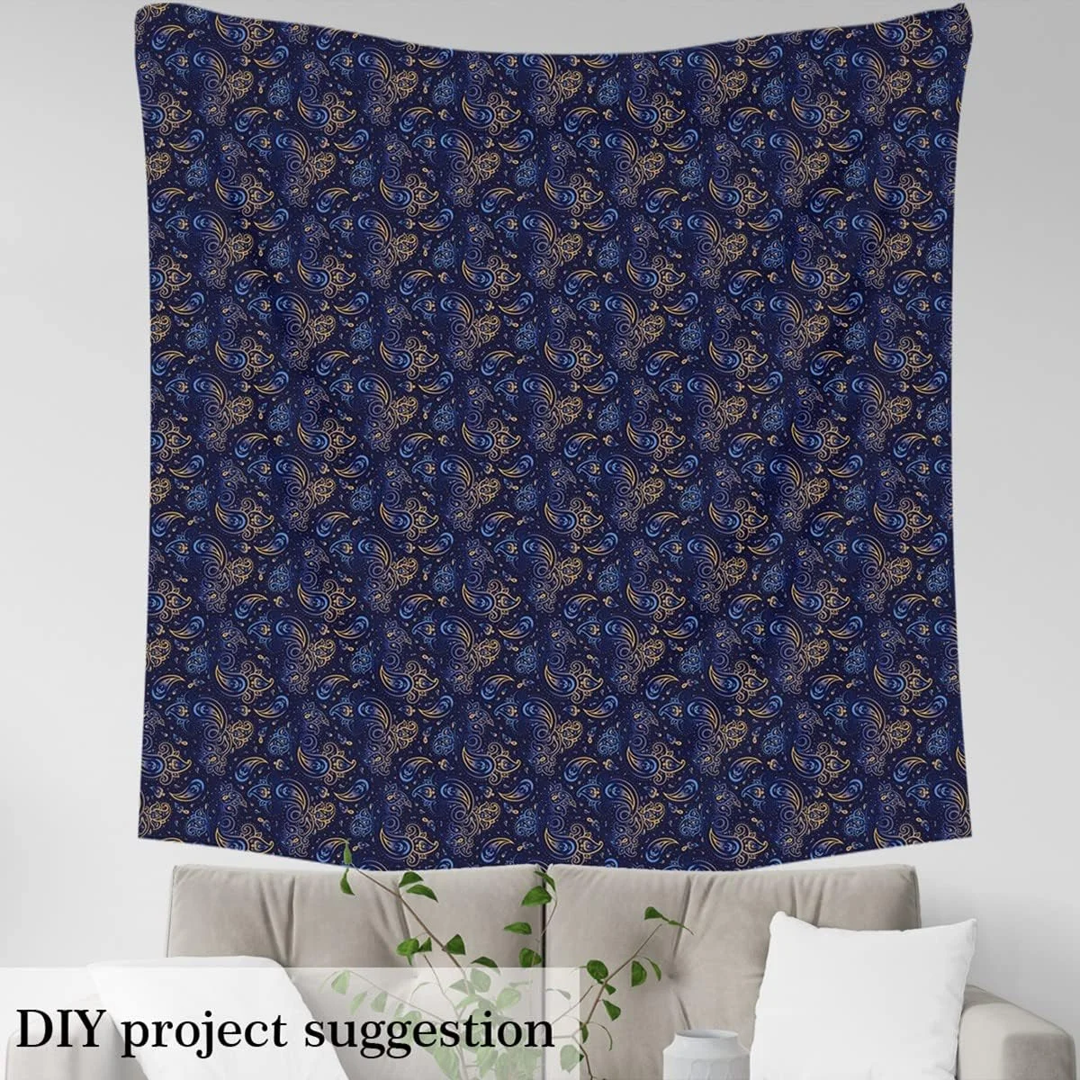 Paisley Floral Fabric by The Yard Ombre Blue Golden Exotic Flower Craft Hobby Fabric for Kids Teens Boho Mandala Flowers DIY Sewing Fabric for Sofa Chair Kids Room Decor,1 Yard Paisley Floral Fabric by The Yard Ombre Blue Golden Exotic Flower Craft Hobby Fabric for Kids Teens Boho Mandala Flowers DIY Sewing Fabric for Sofa Chair Kids Room Decor,1 Yard