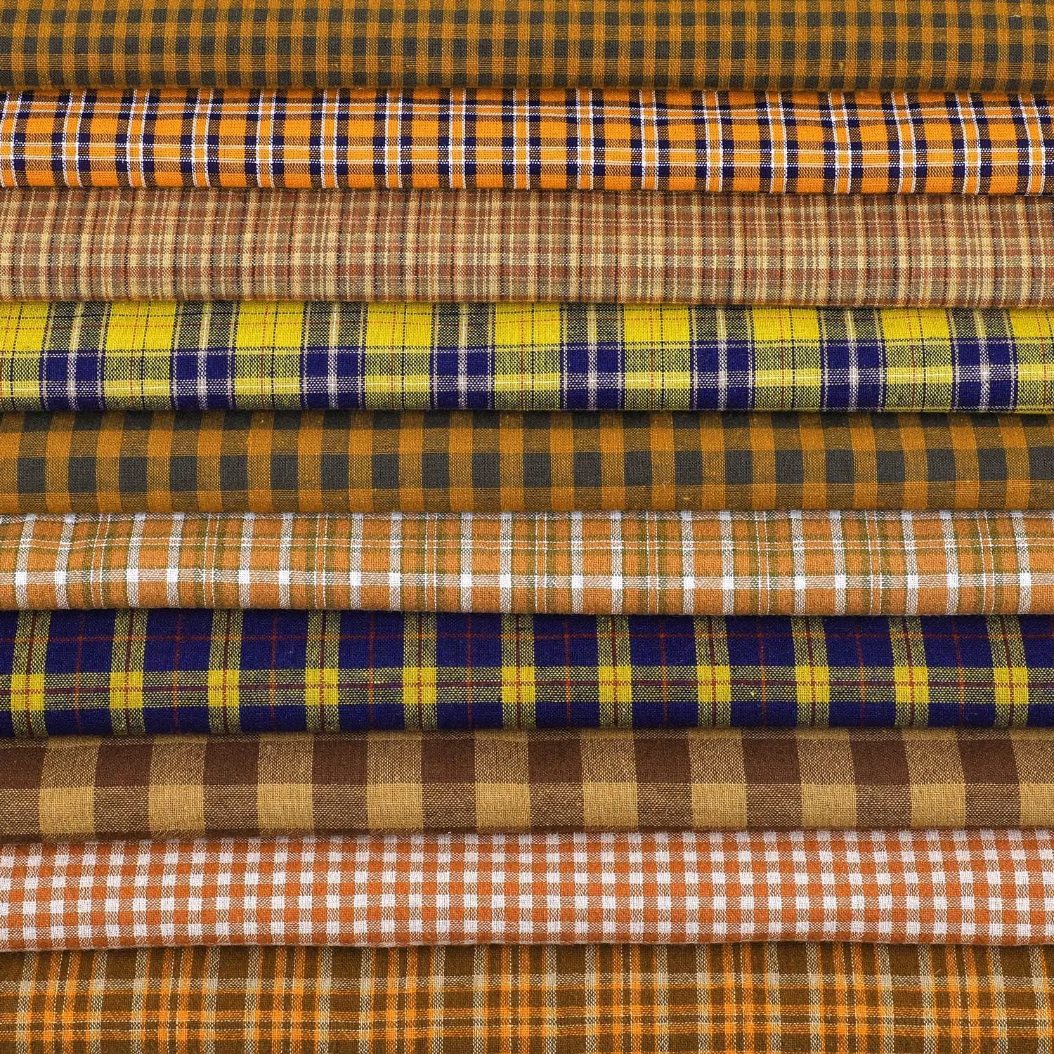 Tatuo 10 Pieces Fabric 18 x 22 Inch Precut Homespun Fabric Squares Autumn Thanksgiving Fabric Square Bundle Plaid Fabric for Scrapbooking Cloth Sewing Handmade Bag DIY Craft, 10 Styles