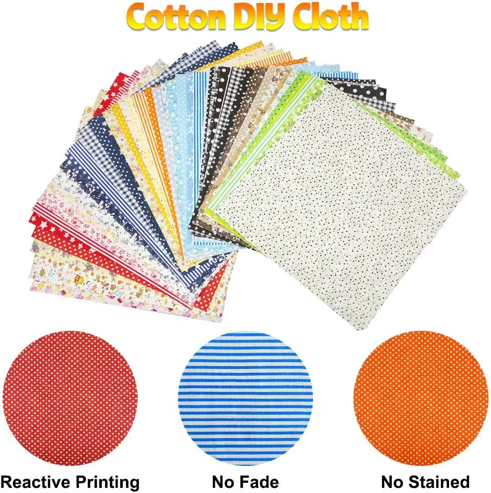 Gooswexmzl 50 Pcs 10" x 10" Craft Fabric Bundle Squares Patchwork Fabric Sets Cotton Material Quilting Fabric for DIY