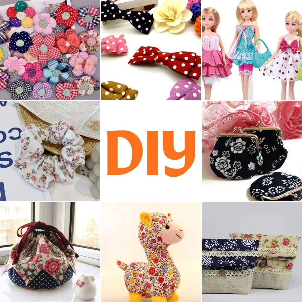 Gooswexmzl 50 Pcs 10" x 10" Craft Fabric Bundle Squares Patchwork Fabric Sets Cotton Material Quilting Fabric for DIY