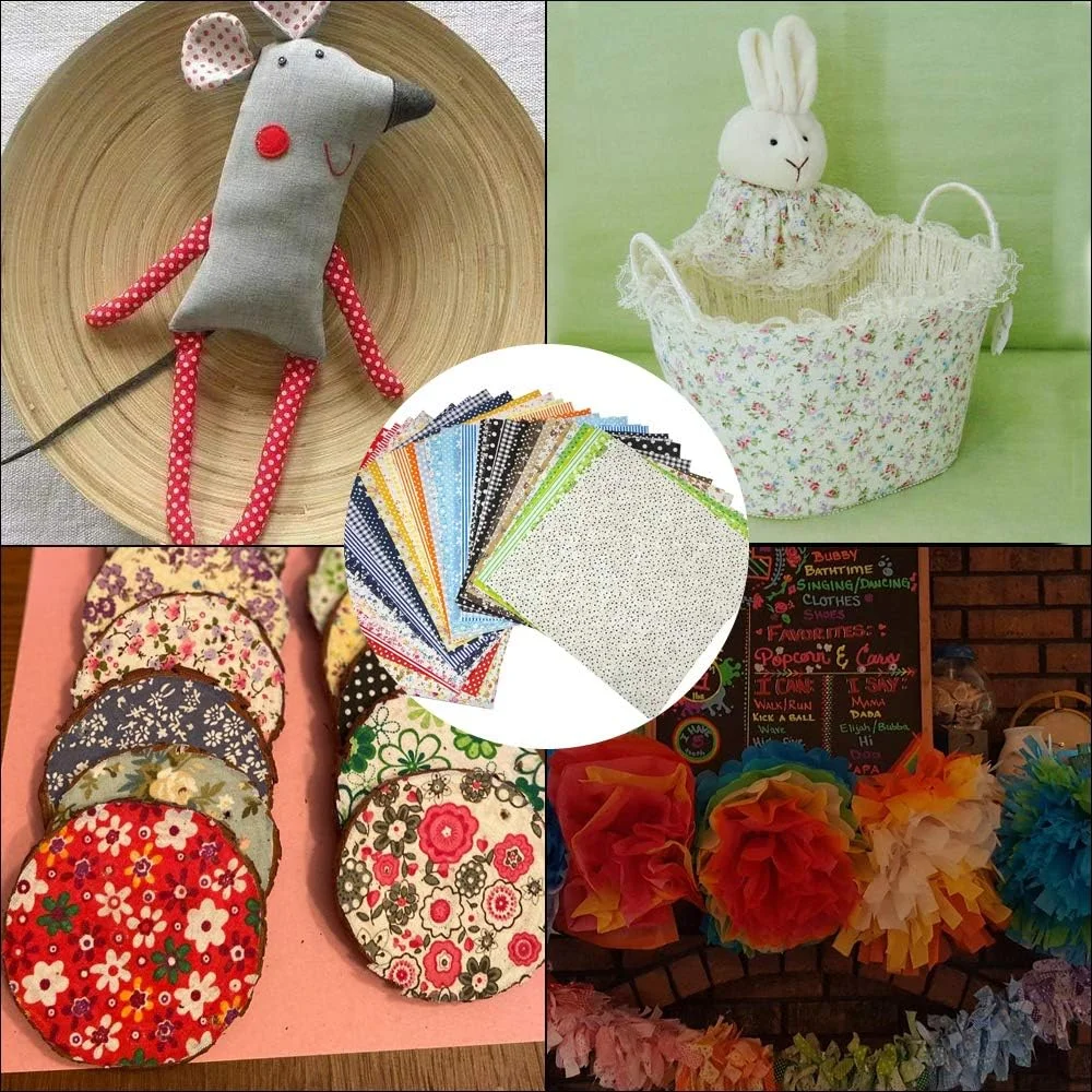 Gooswexmzl 50 Pcs 10" x 10" Craft Fabric Bundle Squares Patchwork Fabric Sets Cotton Material Quilting Fabric for DIY