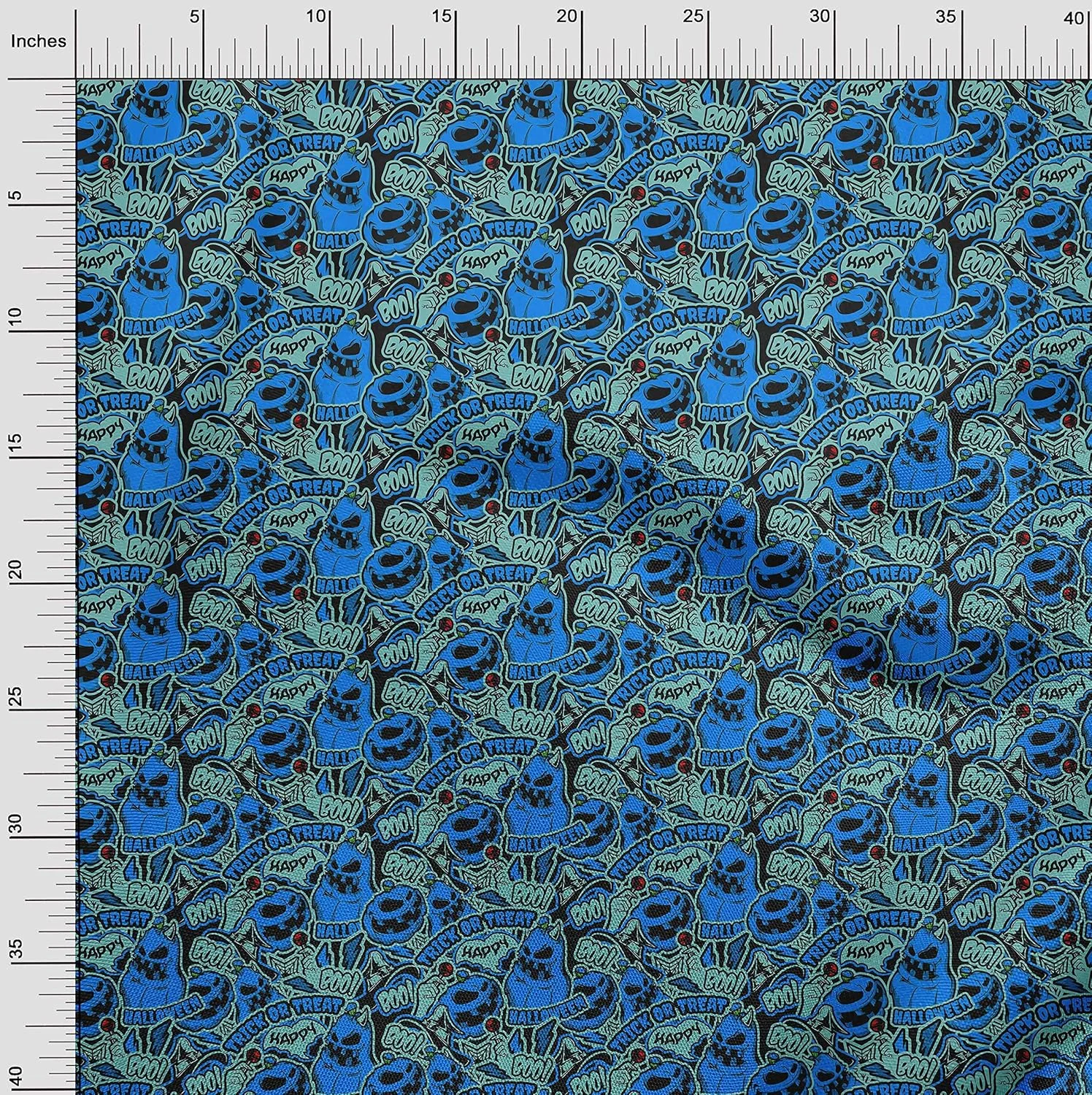 پارچه نخی پوپلین oneOone آبی زنبق، پارچه چاپی مناسب هالووین، لباس، تکه دوزی، متری، عرض 142 سانتی متر