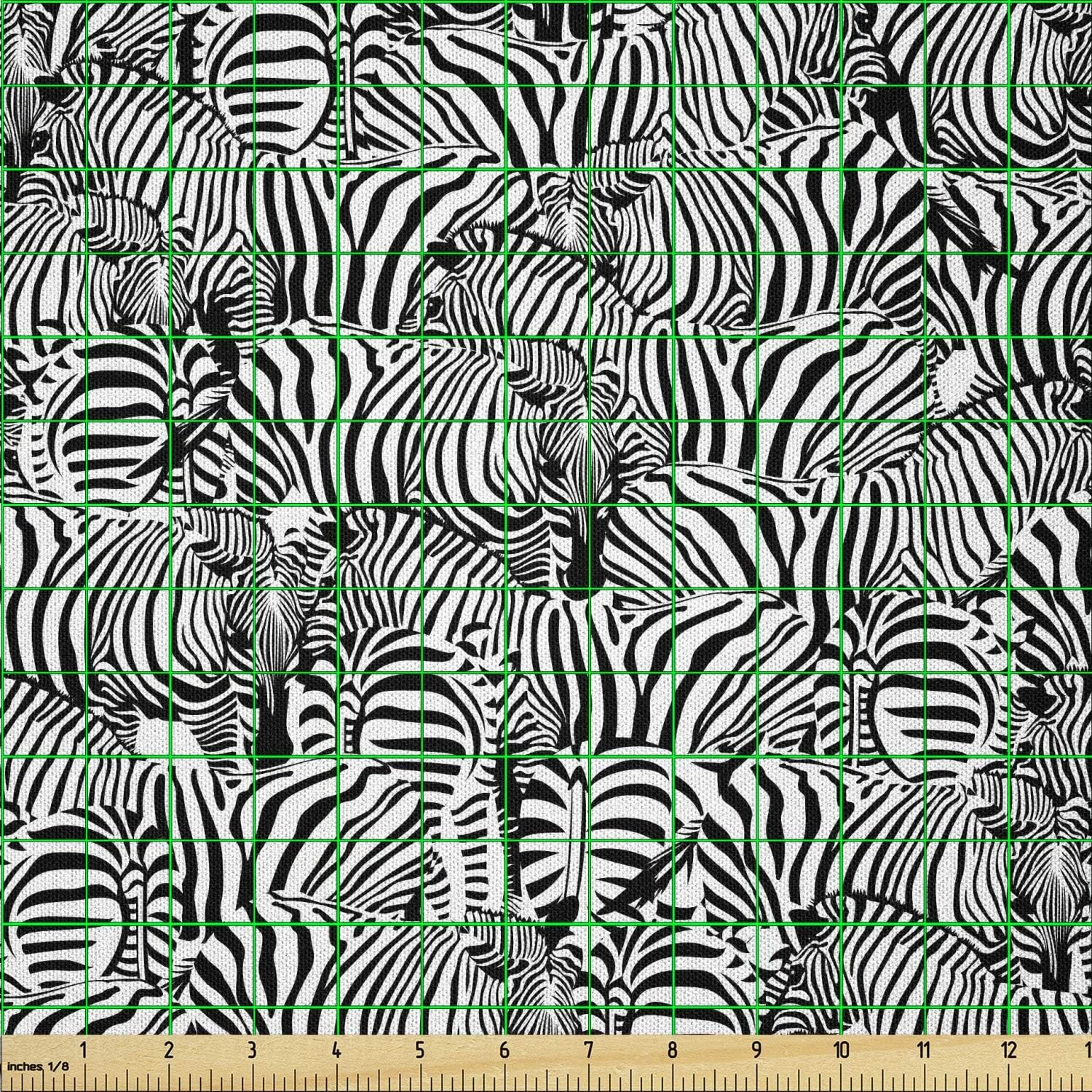 پارچه راه راه گورخری لوناربل، طرح گله جانوران ساوانا با نوارهای سیاه، پارچه میکروفایبر برای هنر و صنایع دستی، منسوجات و دکور، 3 یارد، سفید و سیاه