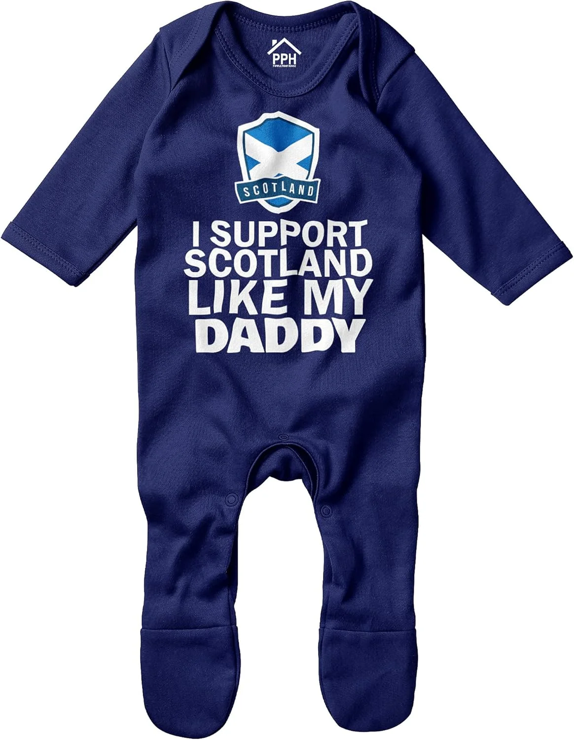 لباس سرهمی نوزادی پسرانه طرح Purple Print House من از اسکاتلند با پدرم حمایت می کنم - هدیه روز پدر فوتبالی برای طرفداران اروپایی 2021 - تاپ فوتبالی مسابقات اسکاتلندی 2020