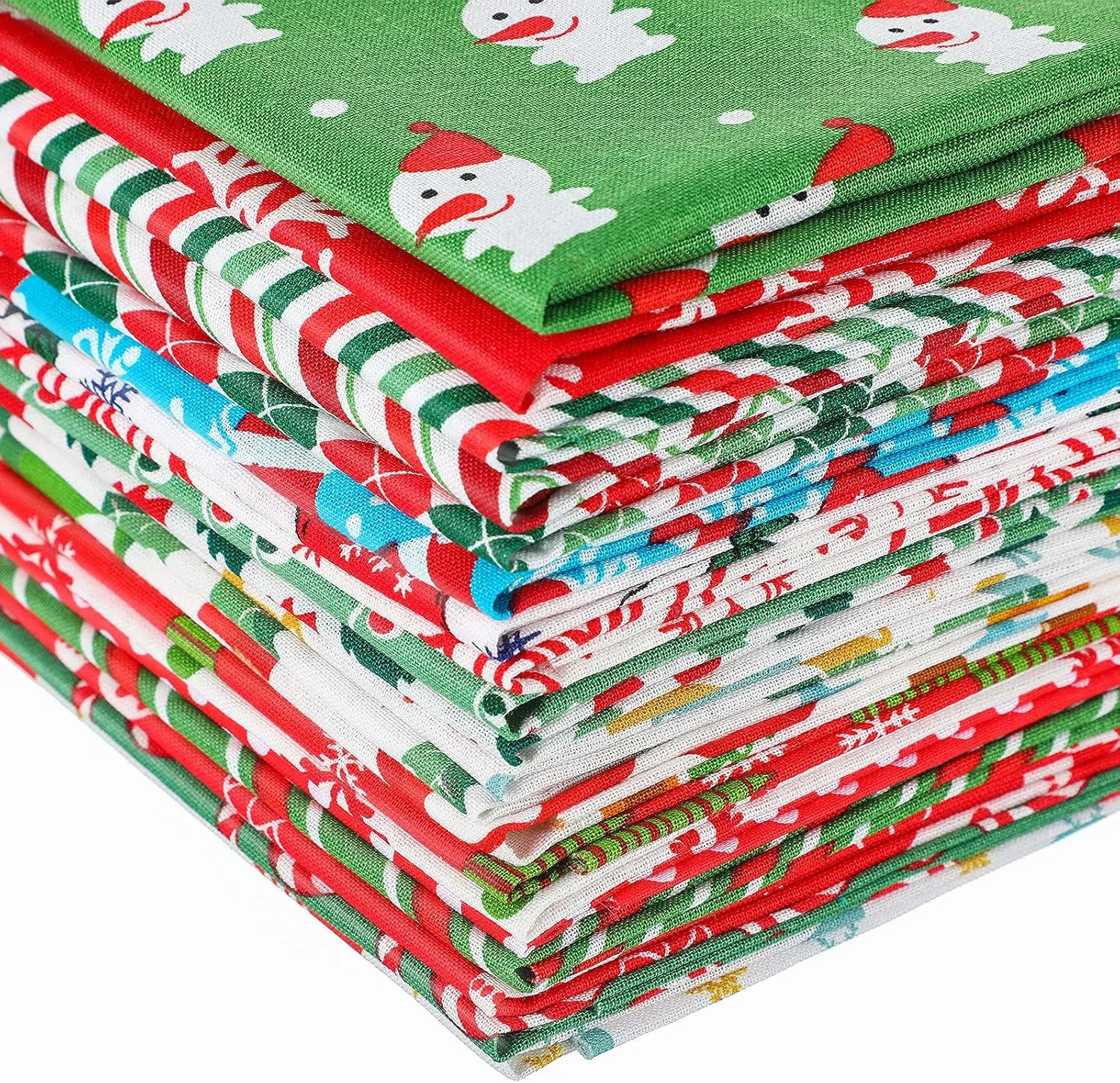 بسته 20 عددی پارچه کریسمس Tatuo، ابعاد 25 در 25 سانتی متر، پارچه های مربعی برای خیاطی، تکه دوزی طرح درخت کریسمس، پارچه های از پیش برش خورده با طرح دانه برف، مناسب برای خیاطی، لحاف دوزی، ساخت لباس کریسمس، پیش بند و کاردستی