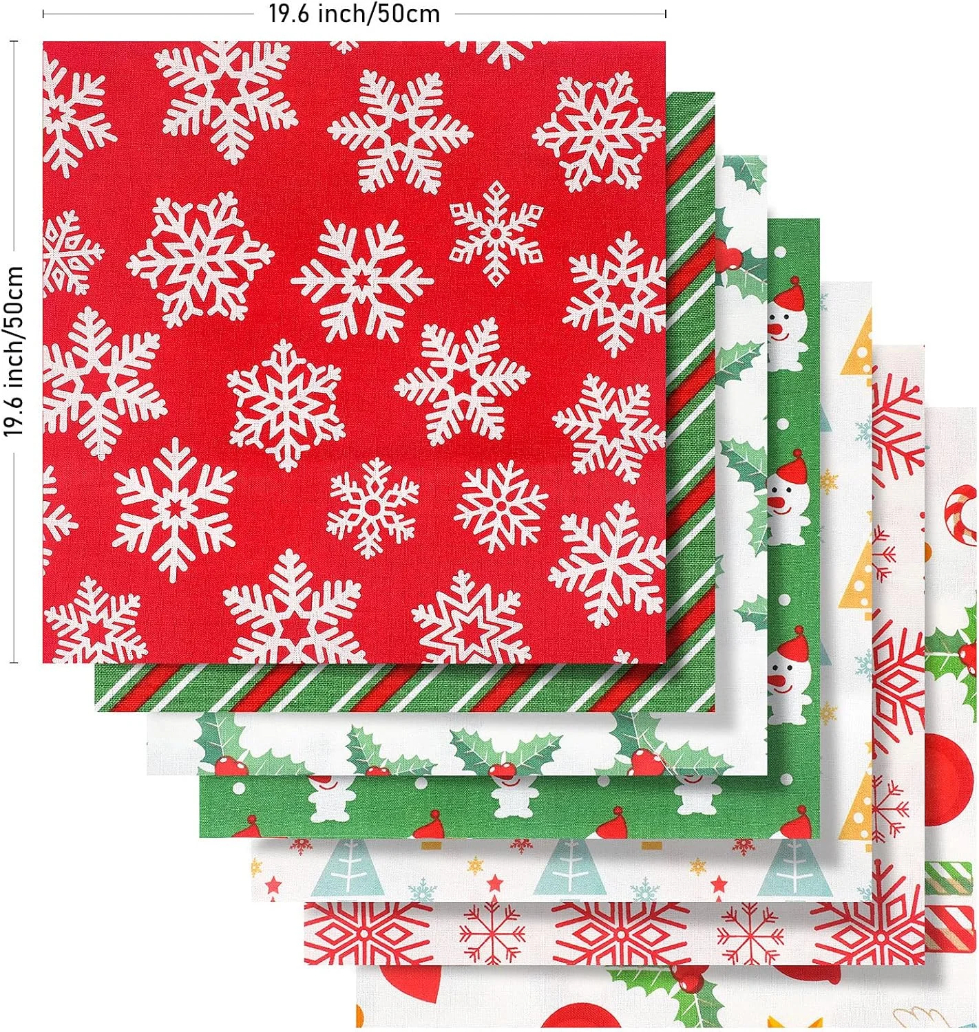 بسته 20 عددی پارچه کریسمس Tatuo، ابعاد 25 در 25 سانتی متر، پارچه های مربعی برای خیاطی، تکه دوزی طرح درخت کریسمس، پارچه های از پیش برش خورده با طرح دانه برف، مناسب برای خیاطی، لحاف دوزی، ساخت لباس کریسمس، پیش بند و کاردستی