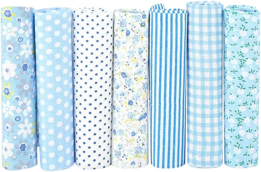 پارچه نخی طرح دار 7 تکه، 100% پنبه، مناسب تکه دوزی، خیاطی، اسکرپ بوک، لحاف دوزی، کارهای هنری، کیف پول و روکش کوسن (50 * 50 سانتی متر)