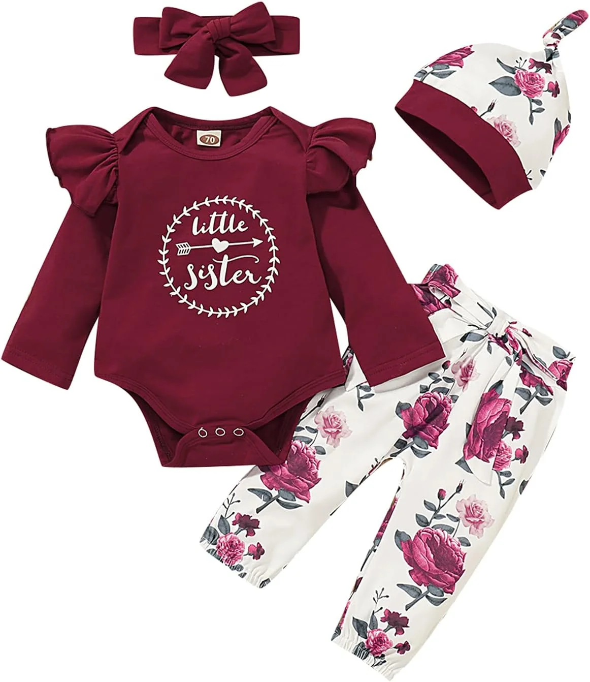 ست لباس نوزادی دخترانه TMEOG، شامل هودی، بلوز، شلوار و هدبند مناسب نوزادان و کودکان ست لباس نوزادی دخترانه TMEOG، شامل هودی، بلوز، شلوار و هدبند مناسب نوزادان و کودکان