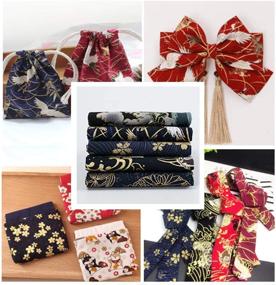 پارچه نخی طرح دار به سبک ژاپنی 20×25 سانتی متر - 5 تکه پارچه نخی طرح دار - تکه دوزی پارچه گلدار DIY - بسته های پارچه ای مناسب برای لحاف دوزی، خیاطی، تکه دوزی و صنایع دستی