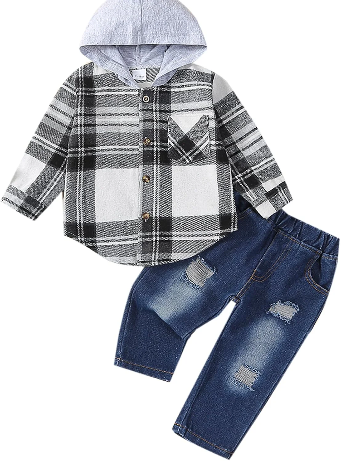 ست لباس پسرانه Momkonzz، هودی آستین بلند و شلوار جین، مناسب نوزادان 6 ماهه تا 4 ساله