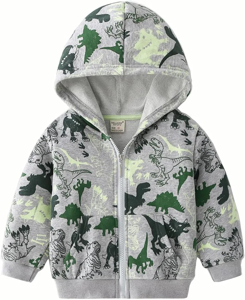 هودی زیپ‌دار دایناسوری پسرانه NautySaurs، ژاکت سبک مناسب کودکان نوپا