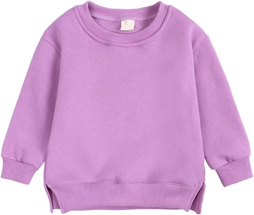 سویشرت پولیور یقه گرد پسرانه و دخترانه بچه گانه LNICAER، کت رنگ ثابت پشمی گرم مناسب پاییز و زمستان