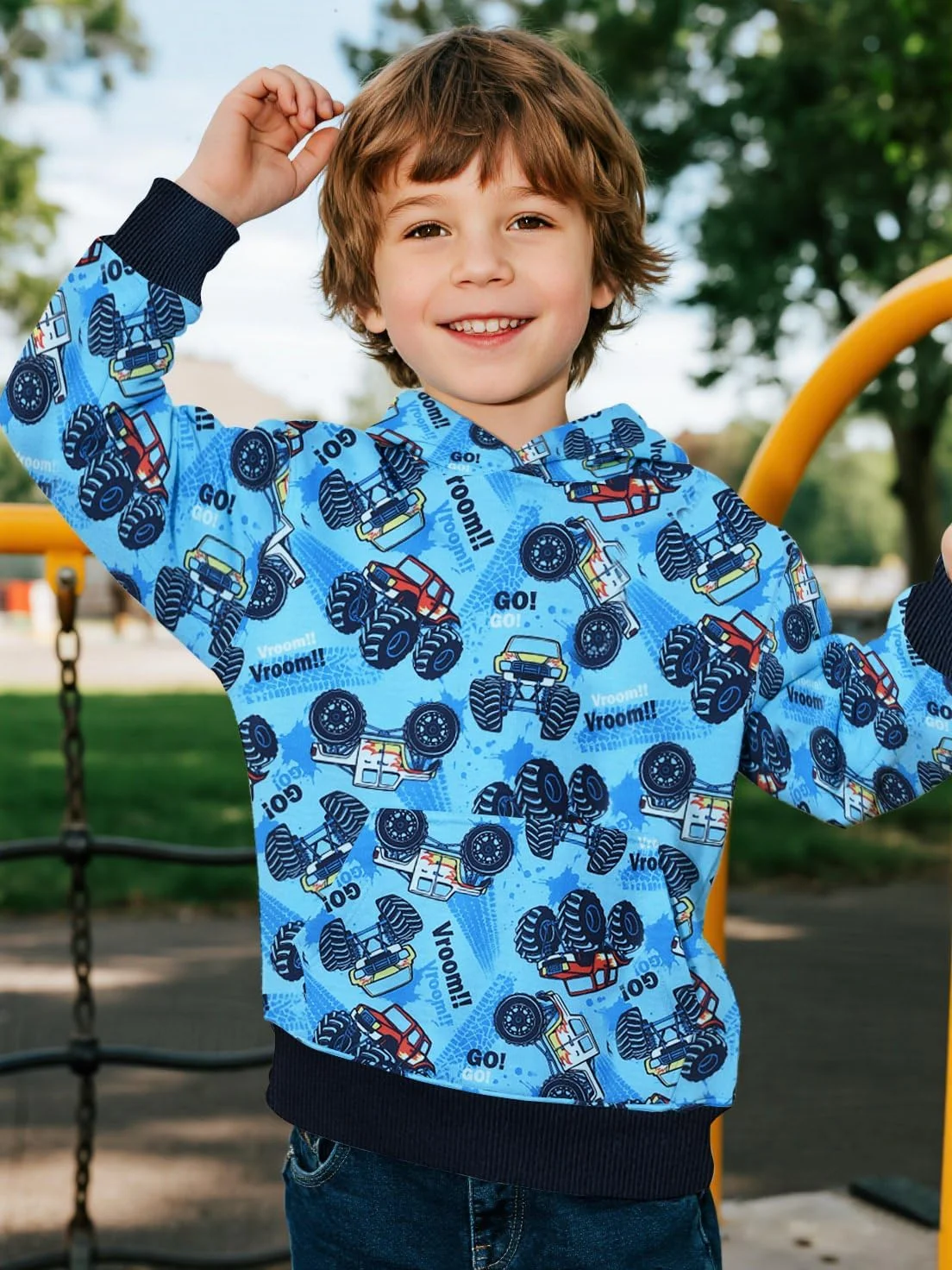 هودی دایناسور بچگانه Little Hand برای پسران، بلوز طرح ماشین هیولا، هودی تراکتور مناسب کودکان 2 تا 7 سال هودی دایناسور بچگانه Little Hand برای پسران، بلوز طرح ماشین هیولا، هودی تراکتور مناسب کودکان 2 تا 7 سال