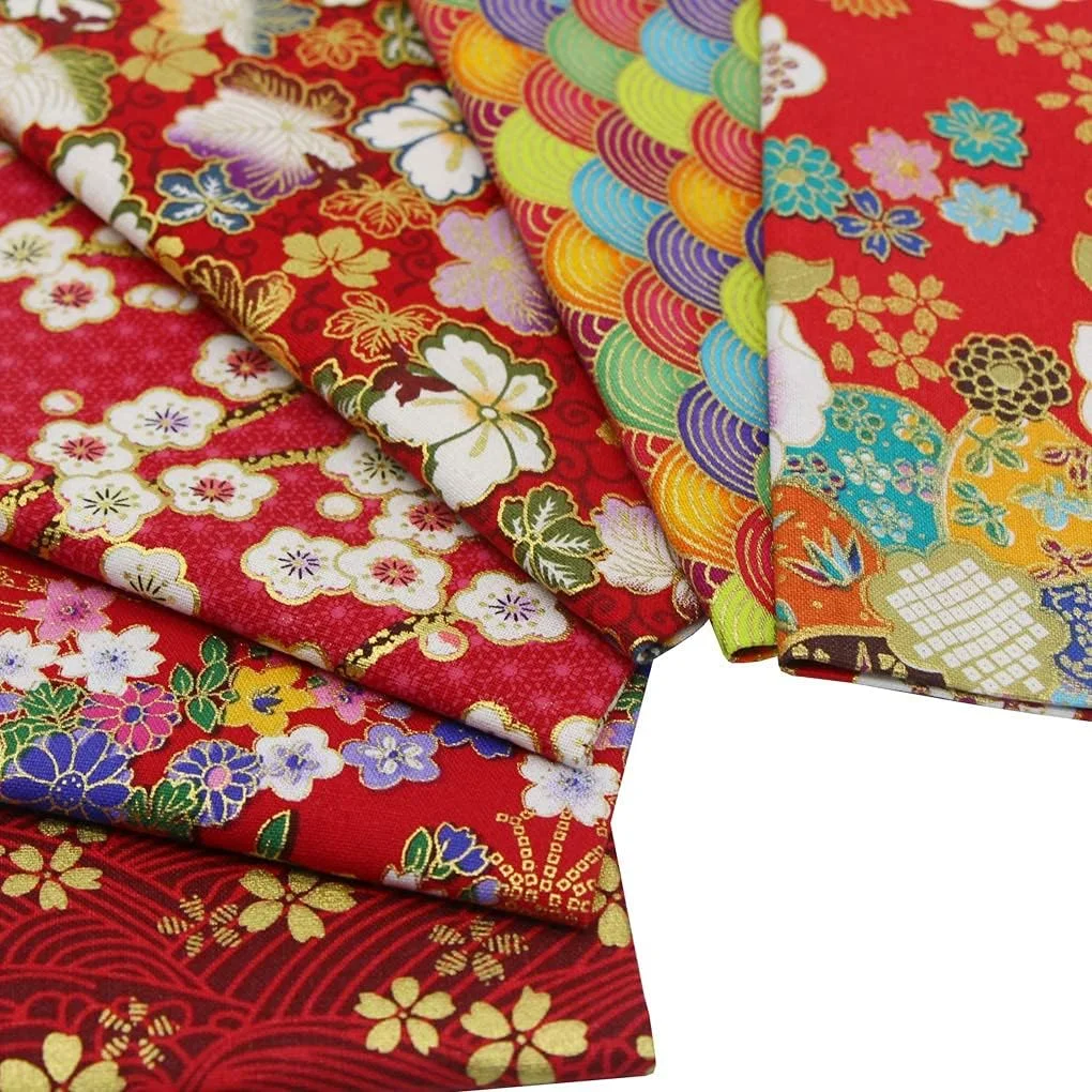 بسته 6 عددی پارچه نخی Jukway، طرح های برنزی سبک شرقی 40x40 سانتی متر، پارچه های تکه دوزی طرح دار گلدار برای خیاطی، لحاف دوزی، تزئینات DIY، ساخت کاردستی و اسکرپ بوک (قرمز)
