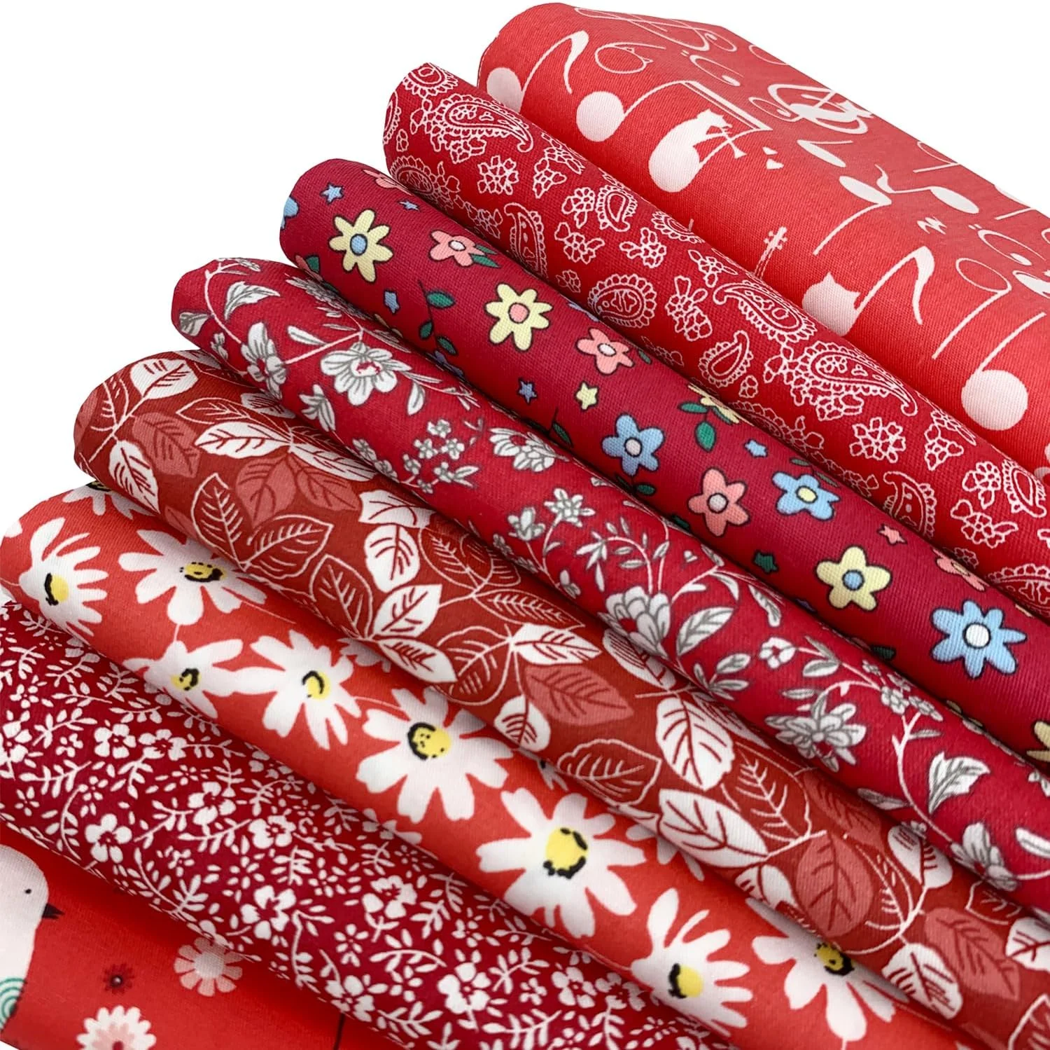 مجموعه 8 عددی پارچه نخی aufodara، پارچه های تکه دوزی، خیاطی، لحاف دوزی، پارچه های DIY، پارچه های دستی برای خیاطی، 50 × 50 سانتی متر، مناسب برای ساخت لباس (قرمز)