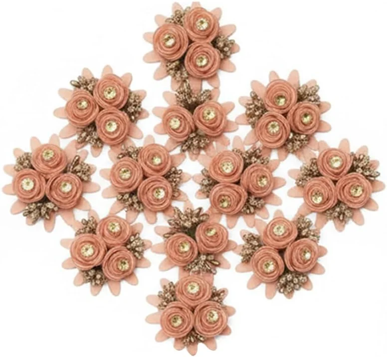 گل پارچه ای هلویی Asian Hobby Crafts، بسته 10 عددی، سایز 6 سانتی متر