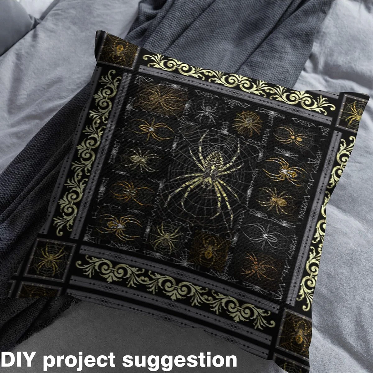 پارچه تار عنکبوتی گوتیک حیوانات DIY خیاطی کاردستی پارچه سرگرمی متری تم هالووین تزئینی برای روکش و لوازم منزل، 1 یارد، 36 اینچ طول x 59 اینچ عرض