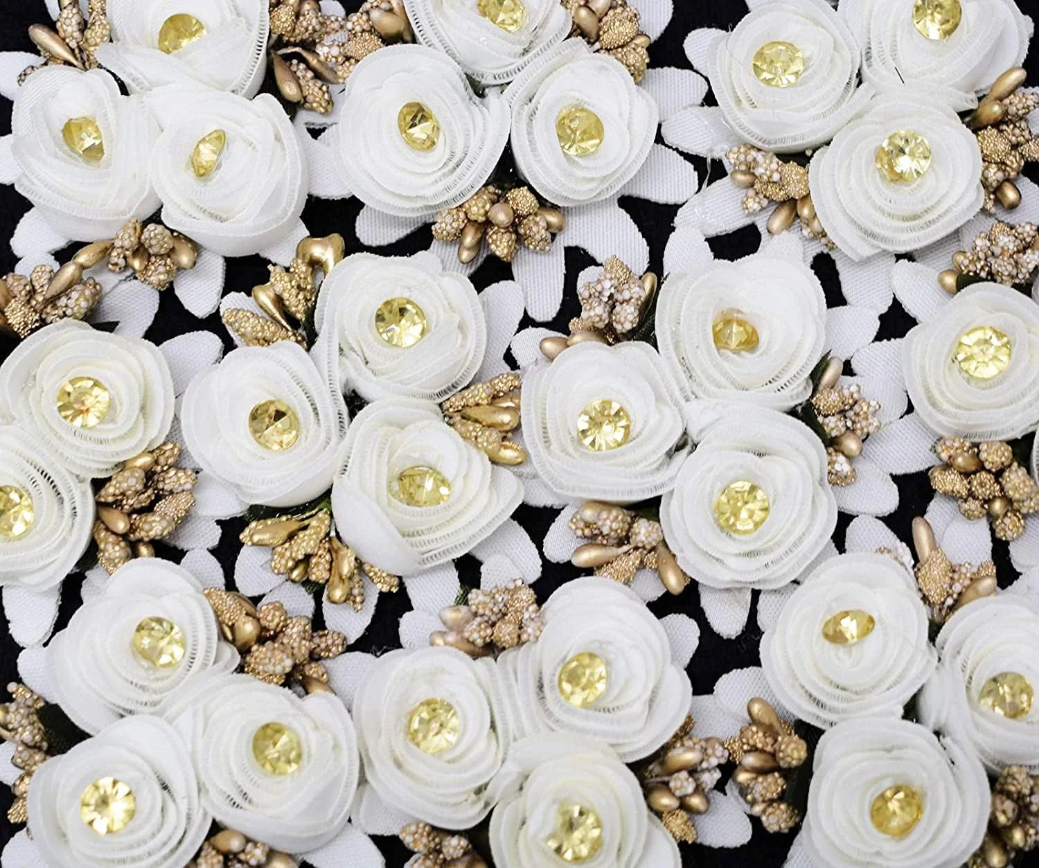 مجموعه 10 عددی گل پارچه ای Asian Hobby Crafts: رنگ - سفید