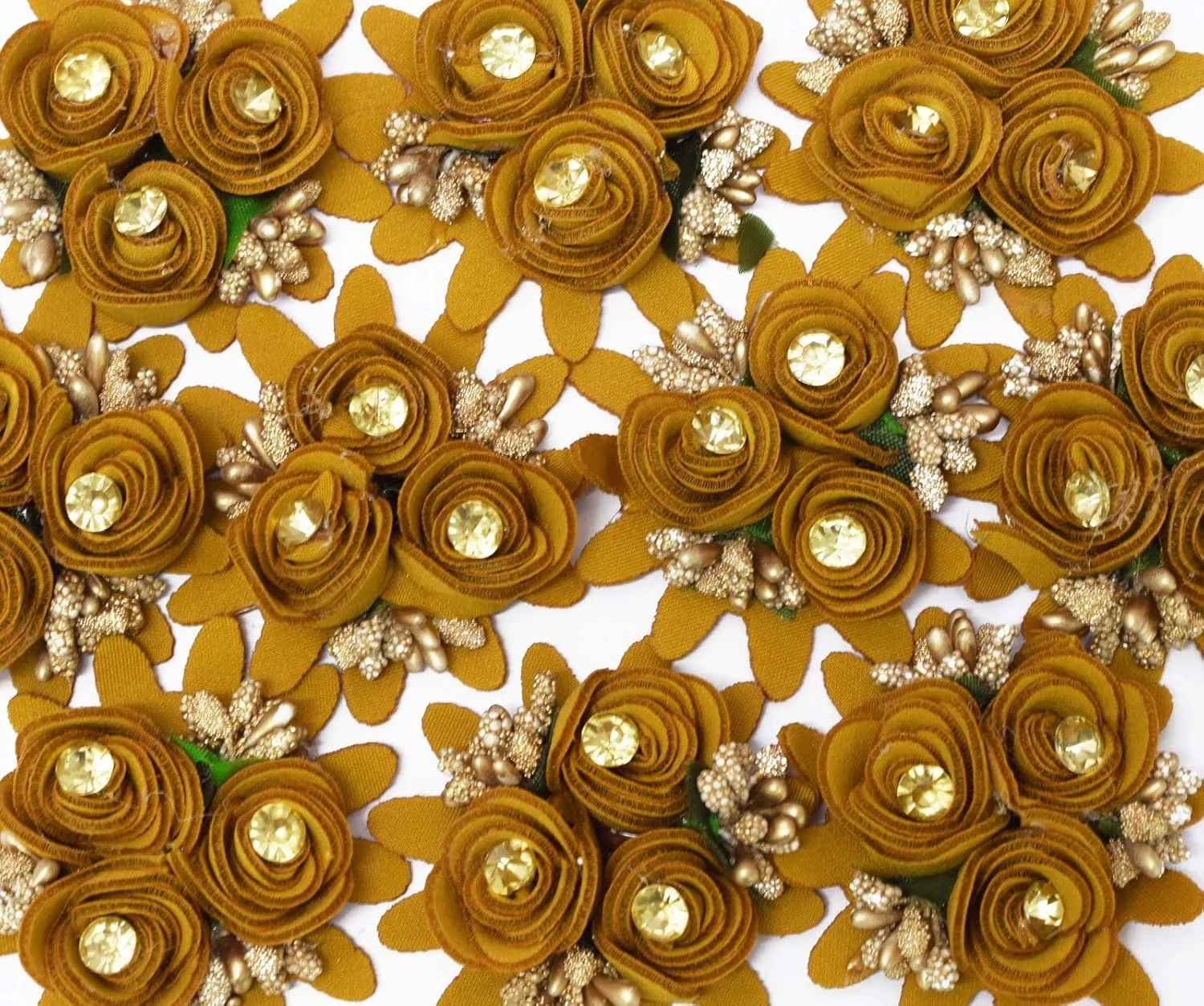 مجموعه 10 عددی گل پارچه ای Asian Hobby Crafts (خردلی)