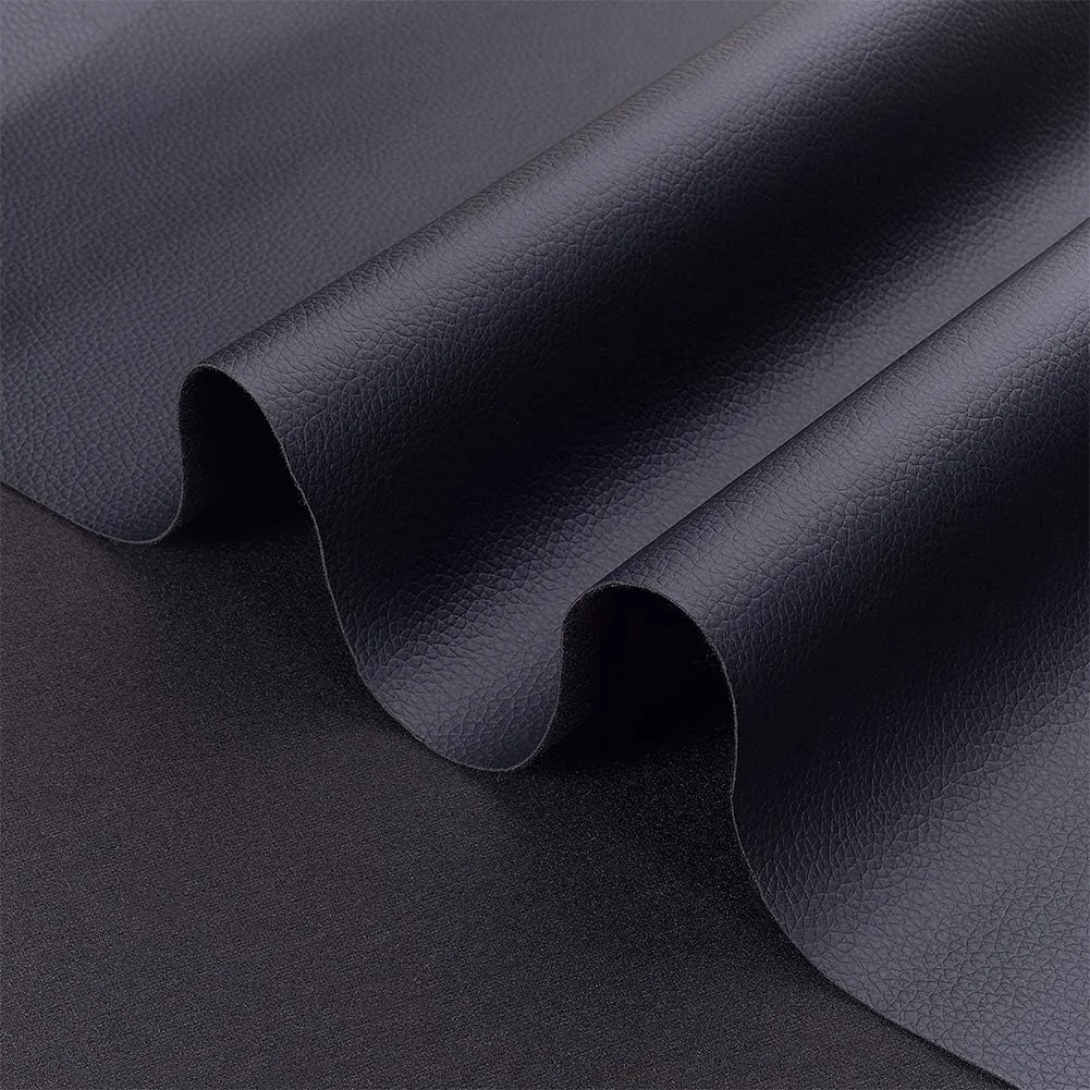 ورق پارچه چرم مصنوعی مشکی BENECREAT ابعاد 33x140 سانتی متر، بافت لیچی، پشت کرباس، ضخامت 0.75 میلی متر مناسب برای کیف، کلاه، جواهرات، کاردستی مو، خیاطی و تزئینات