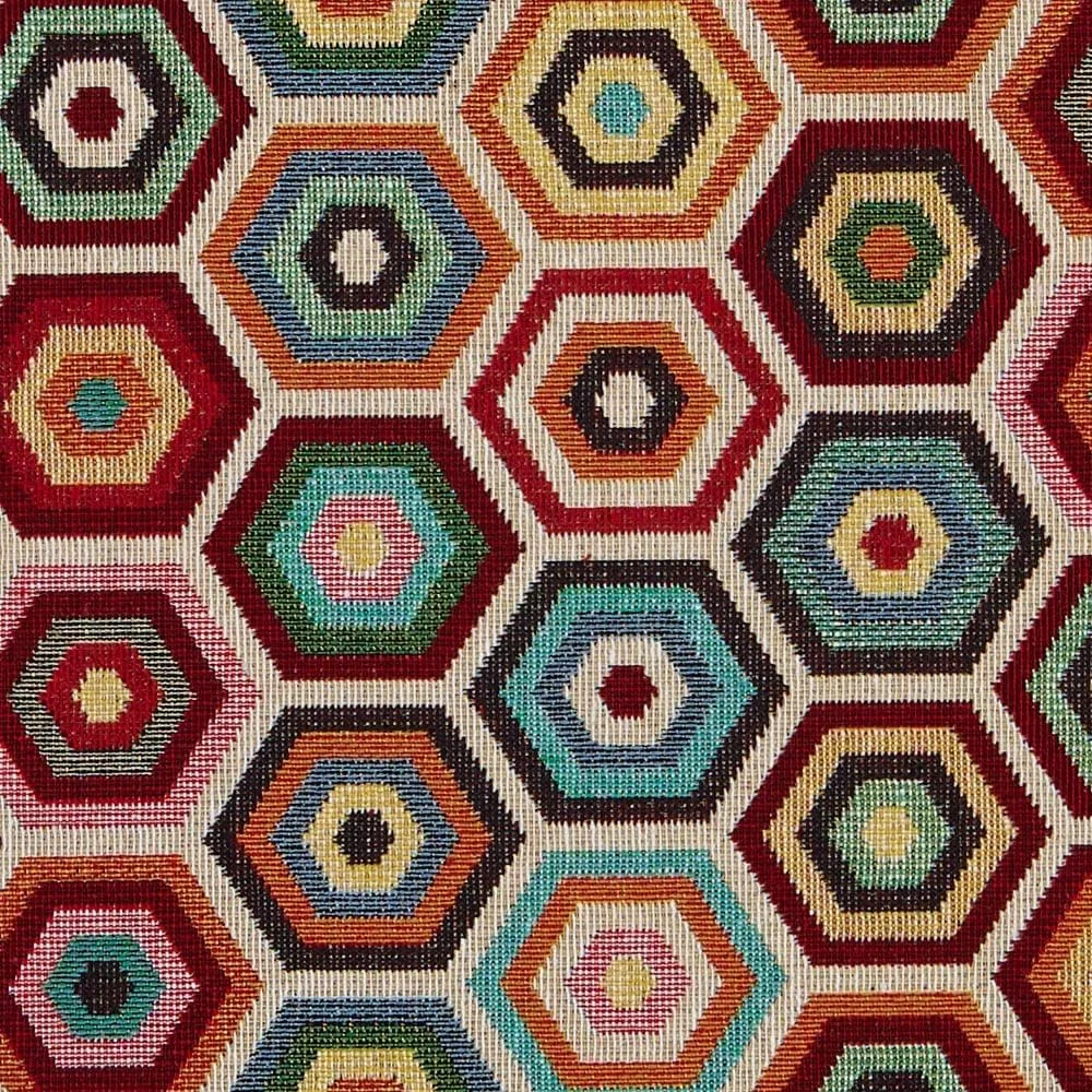 Kt KILOtela Upholstery Fabric, Jacquard Gobelin, Upholstery, Drapery, Cushions, Curtains, Headboards, Handbags, Bags, 100 cm Length x 280 cm Width, Concentric Hexagons, Multicolor ─ 1 metre Kt KILOtela Upholstery Fabric, Jacquard Gobelin, Upholstery, Drapery, Cushions, Curtains, Headboards, Handbags, Bags, 100 cm Length x 280 cm Width, Concentric Hexagons, Multicolor ─ 1 metre