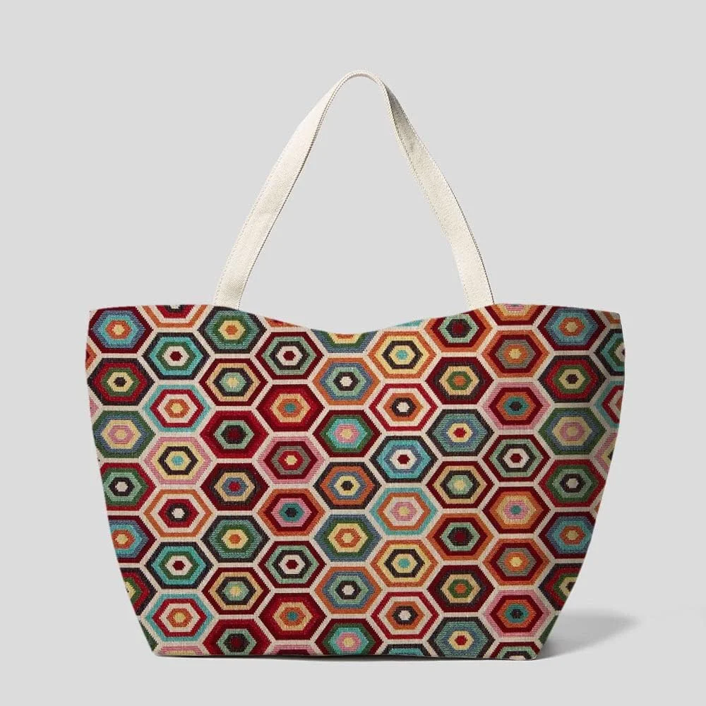 Kt KILOtela Upholstery Fabric, Jacquard Gobelin, Upholstery, Drapery, Cushions, Curtains, Headboards, Handbags, Bags, 100 cm Length x 280 cm Width, Concentric Hexagons, Multicolor ─ 1 metre Kt KILOtela Upholstery Fabric, Jacquard Gobelin, Upholstery, Drapery, Cushions, Curtains, Headboards, Handbags, Bags, 100 cm Length x 280 cm Width, Concentric Hexagons, Multicolor ─ 1 metre