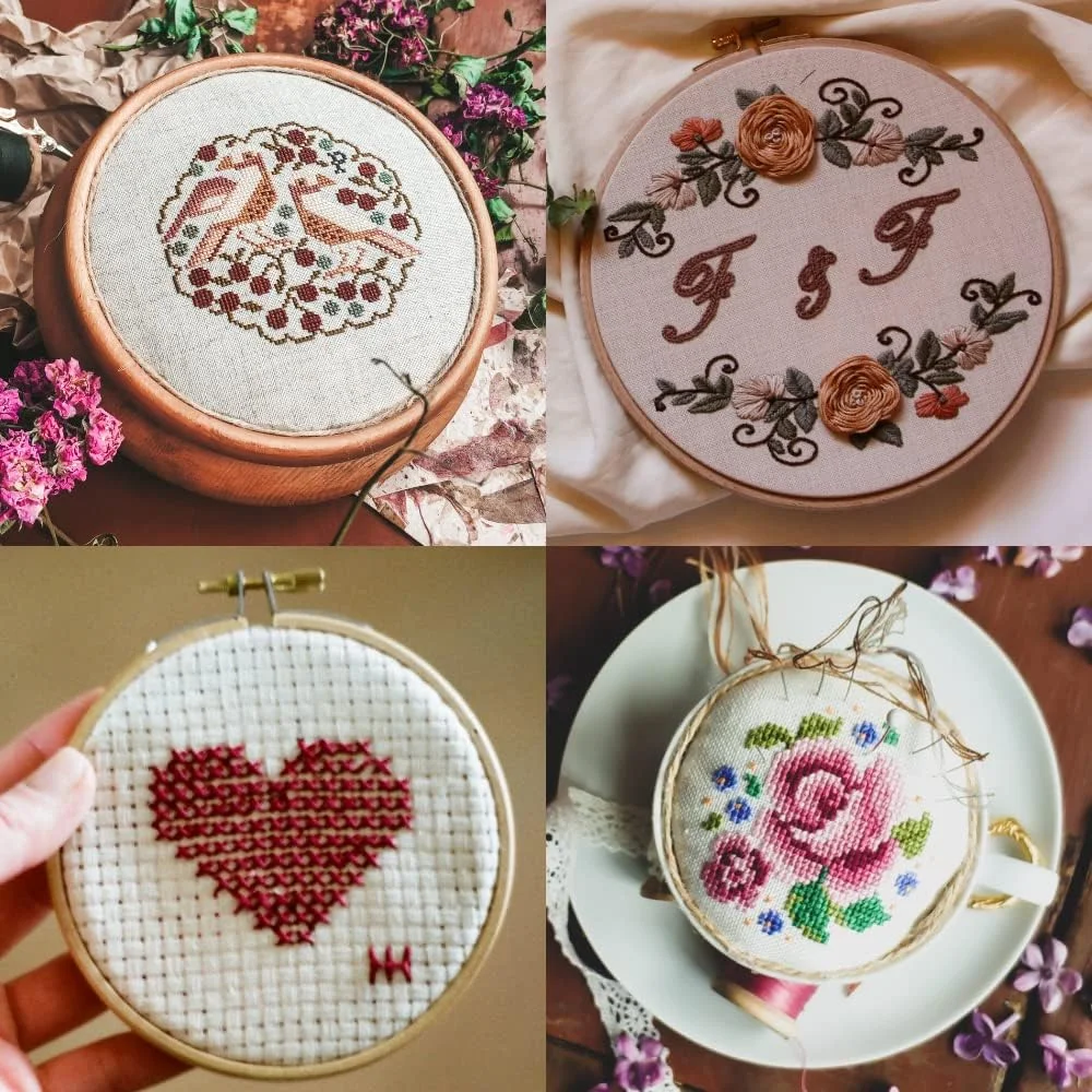 پارچه ماتی گلدوزی Asian Hobby Crafts (آبی-سبز)