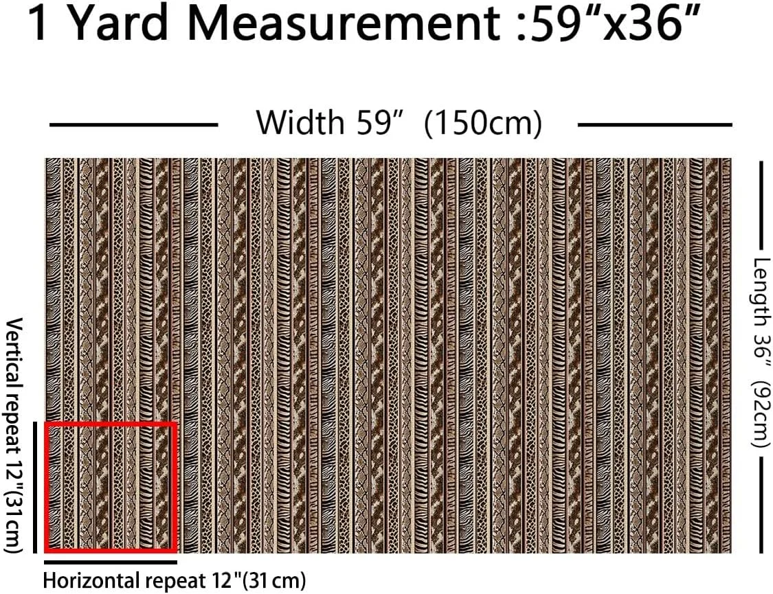 پارچه طرح پوست حیوانات Castle Fairy، راه راه گورخر، مار، ببر، مناسب برای صنایع دستی، سرگرمی، هندسی، تزئینی برای روکش مبلمان و تزئینات منزل، عرض 150 سانتیمتر