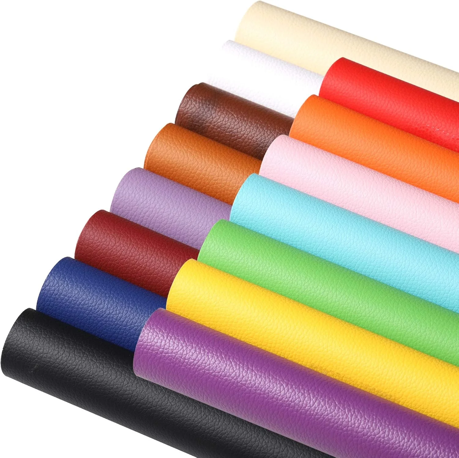 مجموعه 15 عددی ورق چرم مصنوعی PU جامد Picheng، ابعاد 21x30 سانتی متر، پارچه چرم نرم طرح لیچی مناسب برای ساخت پاپیون، گوشواره چرمی، لوازم جانبی مو و پروژه های DIY (15 رنگ لیچی)