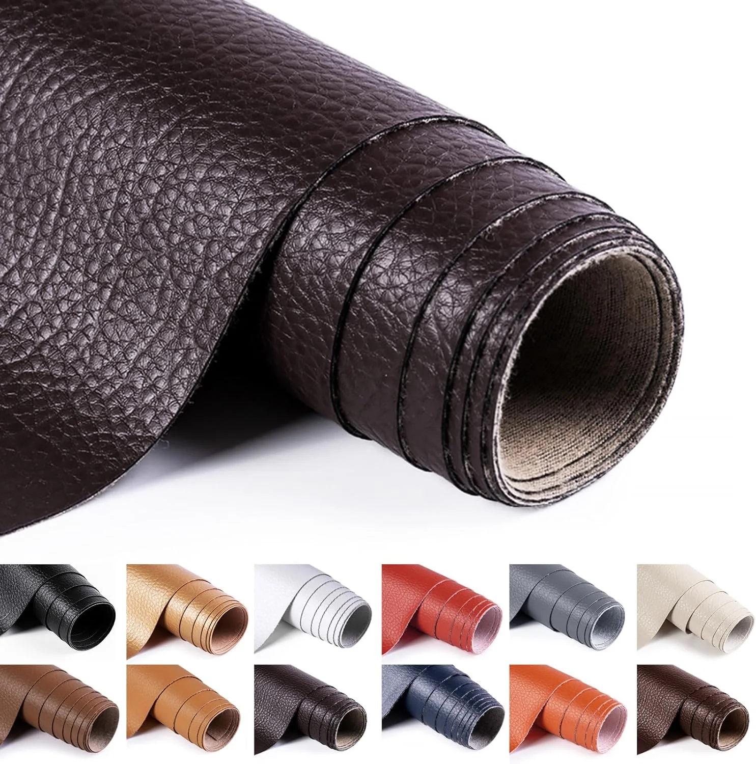 پارچه چرم مصنوعی وینیل ANMINY با پشت کتان برای صنایع دستی، ابزارآلات DIY، خیاطی، کارگاه سرگرمی، ساخت کیف پول، ضخامت 0.7 میلی متر، عرض 137 سانتی متر (قهوه ای)