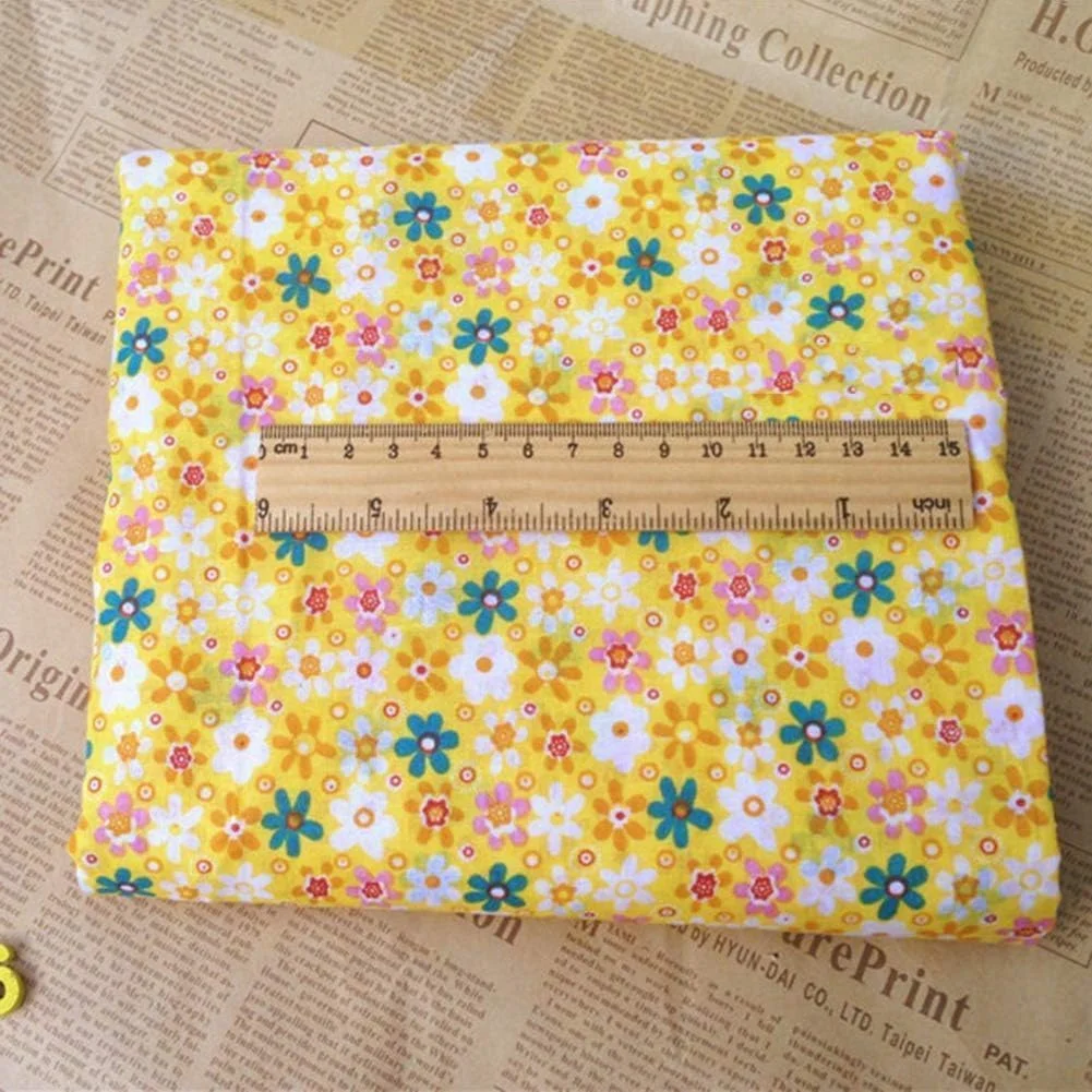 بسته پارچه ای 7 تکه ای نارنجی پنبه ای Junfamilee، پارچه های مربعی مناسب برای تکه دوزی، خیاطی، اسکرپ بوک، لحاف دوزی، طرح گلدار و خال خالی، پارچه مناسب برای کاردستی و سرگرمی، ابعاد پارچه 25cm x 25cm