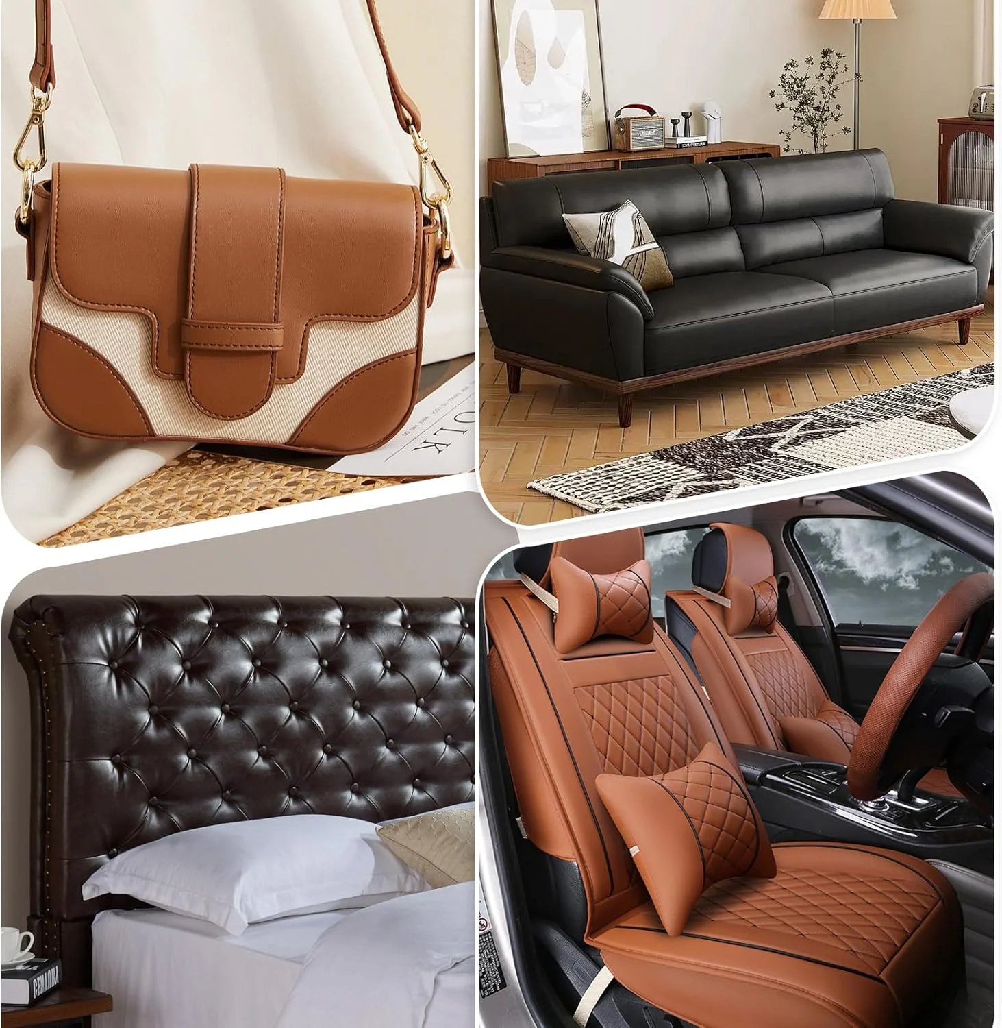 پارچه چرم مصنوعی وینیل ANMINY با پشت کتان برای صنایع دستی، ابزارآلات DIY، خیاطی، کارگاه سرگرمی، ساخت کیف پول، ضخامت 0.7 میلی متر، عرض 137 سانتی متر (قهوه ای)