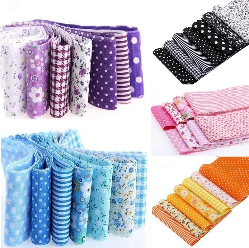 بسته 7 عددی پارچه نخی مرغوب GANPUB، تکه دوزی، خیاطی DIY، اسکرپ بوکینگ، لحاف دوزی، طرح گلدار خالدار، پارچه صنایع دستی و سرگرمی، هنر، صنایع دستی و خیاطی (آبی 25x25 سانتی متر)