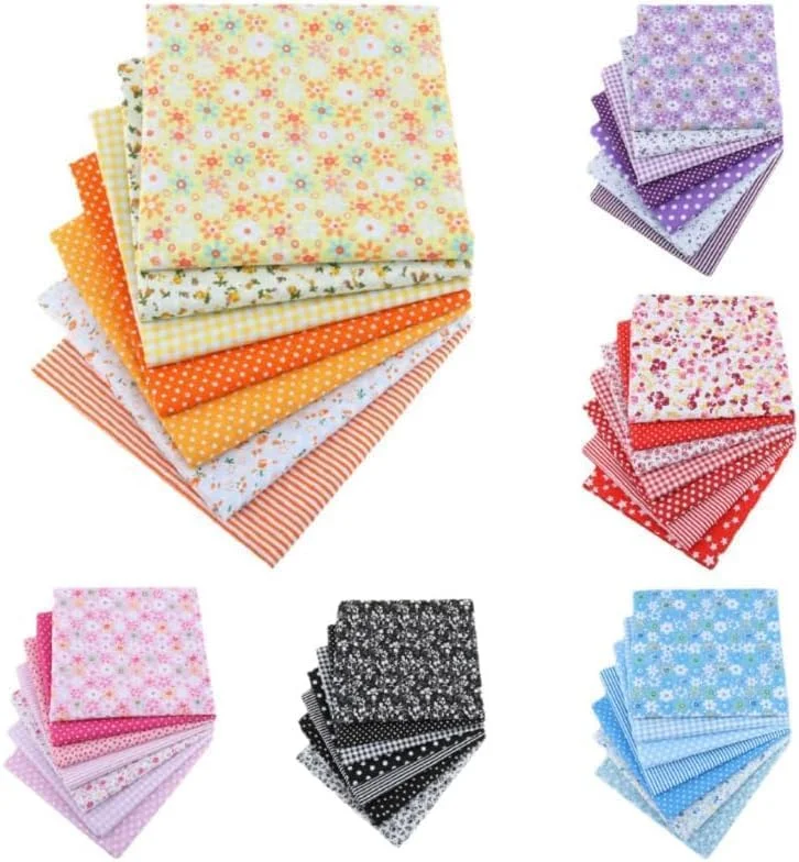 بسته 7 عددی پارچه نخی مرغوب GANPUB، تکه دوزی، خیاطی DIY، اسکرپ بوکینگ، لحاف دوزی، طرح گلدار خالدار، پارچه صنایع دستی و سرگرمی، هنر، صنایع دستی و خیاطی (آبی 25x25 سانتی متر)
