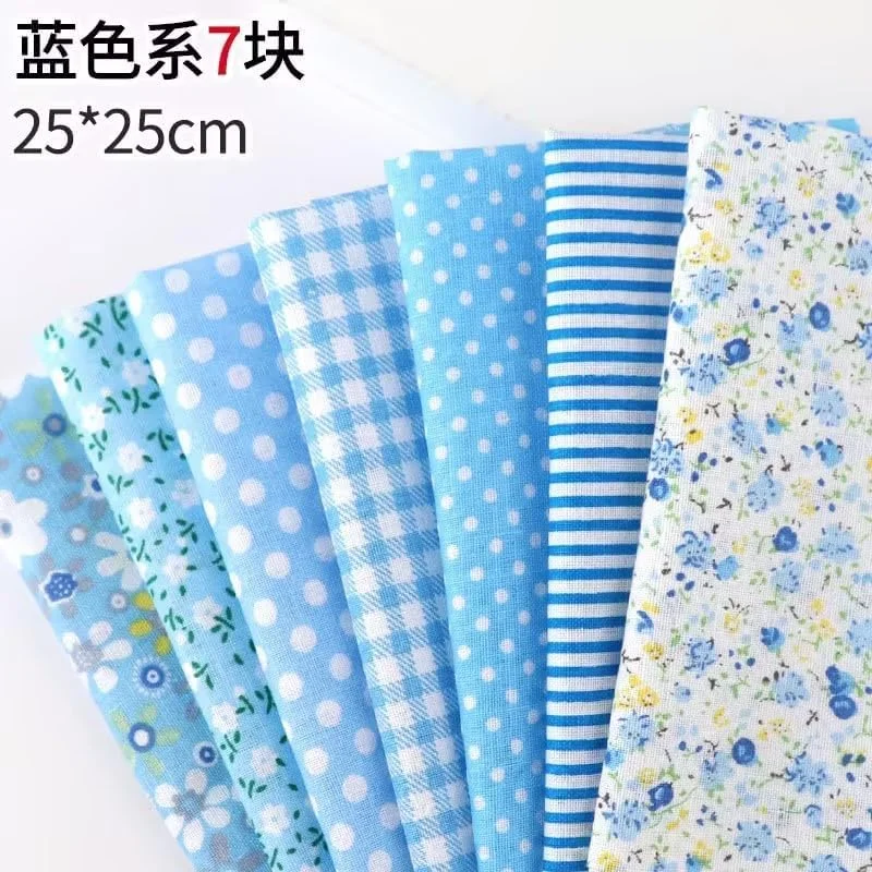 بسته 7 عددی پارچه نخی مرغوب GANPUB، تکه دوزی، خیاطی DIY، اسکرپ بوکینگ، لحاف دوزی، طرح گلدار خالدار، پارچه صنایع دستی و سرگرمی، هنر، صنایع دستی و خیاطی (آبی 25x25 سانتی متر)