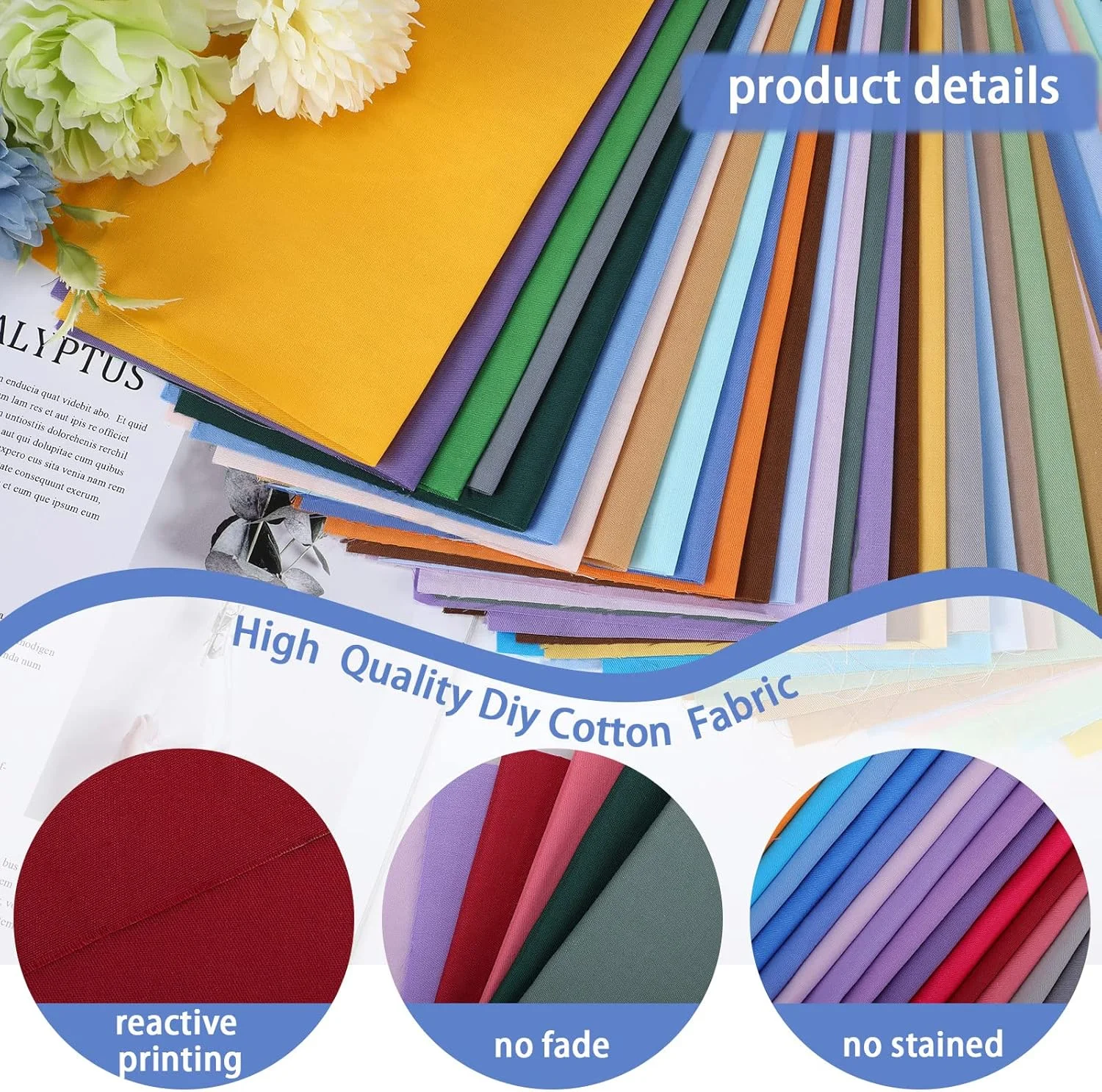 بسته 40 عددی پارچه های رنگ ثابت Macarrie - مربع های پارچه ای چند رنگ 10 × 10 اینچی برای لحاف دوزی، تکه دوزی، خیاطی و کاردستی (رنگ های زیبا)