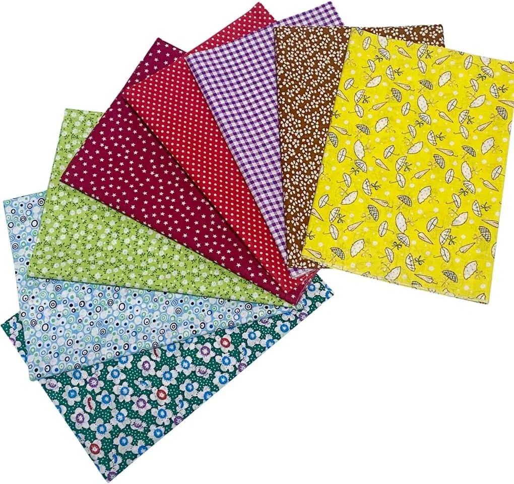 بسته 8 عددی پارچه نخی Jukway، مربع های 50x50 سانتی متری، پارچه نخی طرح دار برای تکه دوزی، کاردستی، خیاطی، تزئین، اسکرپ بوک، کارهای دستی، هنر و سرگرمی (چند رنگ)