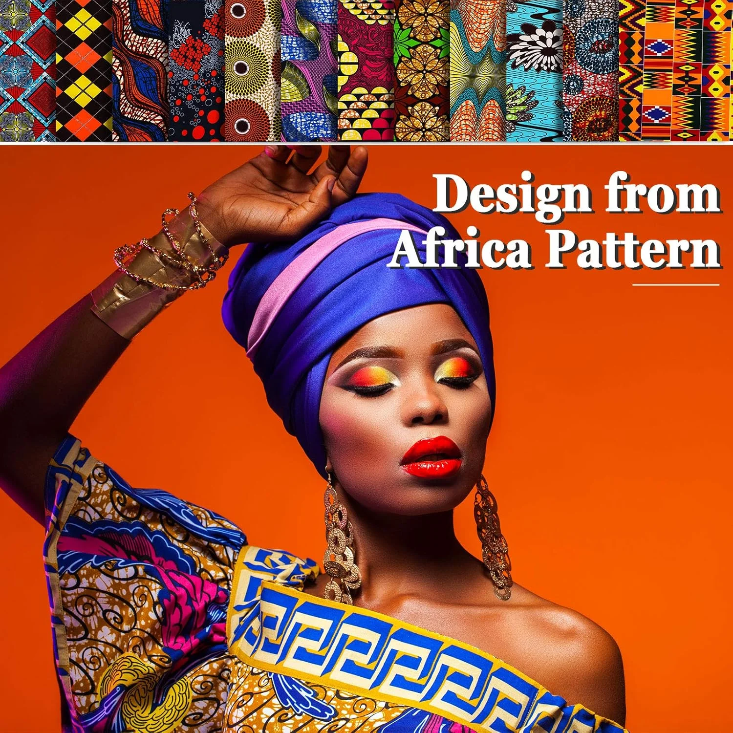 تاتوو 12 تکه پارچه آفریقایی، پارچه های چاپی آنکارا آفریقایی، پارچه چاپی آنکارا برای خیاطی، ساخت پوشش صورت، پروژه های صنایع دستی و تکه دوزی DIY (50 x 40 سانتی متر / 19.5 x 15.7 اینچ)