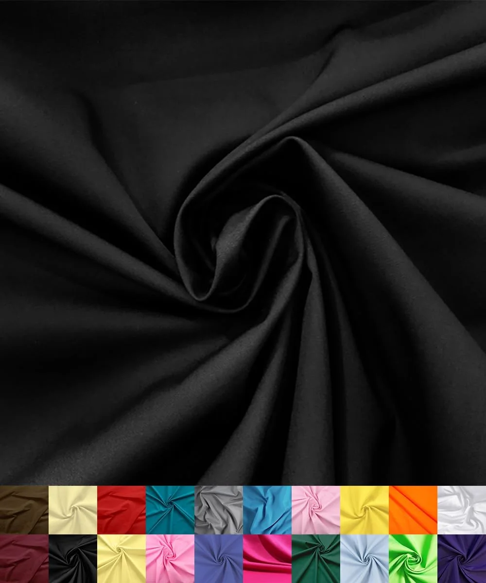 Barcelonetta | Poly Cotton Fabric for Sewing | Broadcloth Fabric | by The Yard | 60" Wide Roll | Lightweight, Breathable | Lining, Home Textile, Skirts, Tote Bags (Black, 5 Yard)